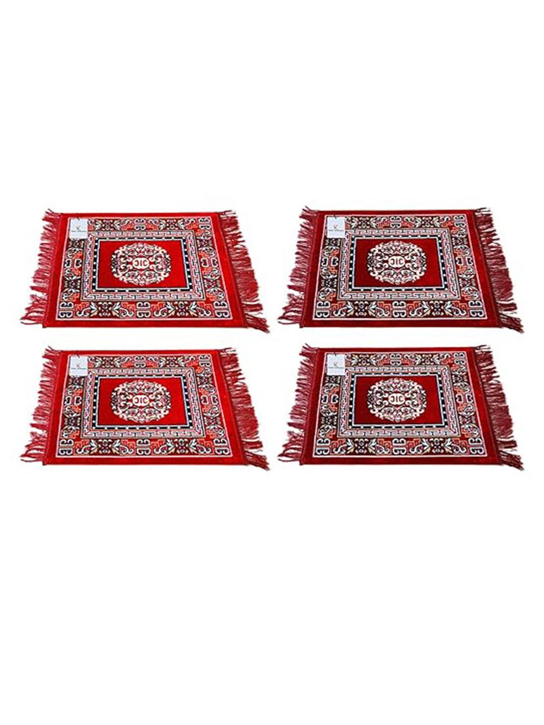 Kuber Industries Red & Maroon 4 Pieces Ethnic Motifs Printed Anti-Skid Floor Carpets-image-13