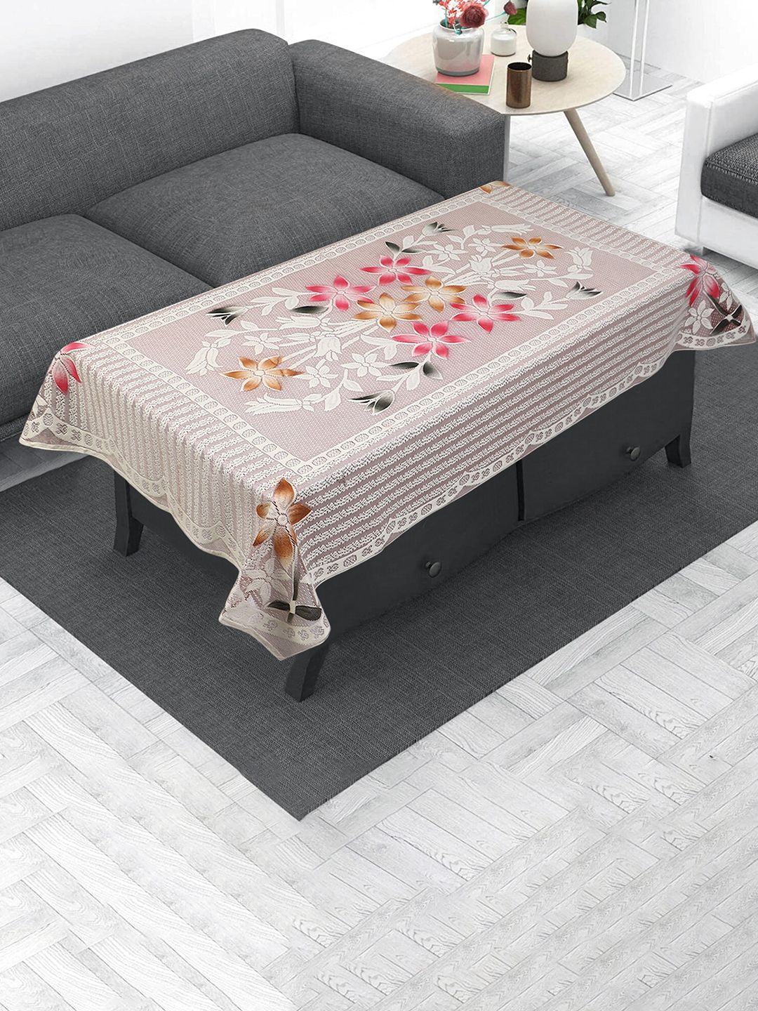 Dakshya Industries Beige Printed Pure Cotton 4-Seater Table Cover-picture-15