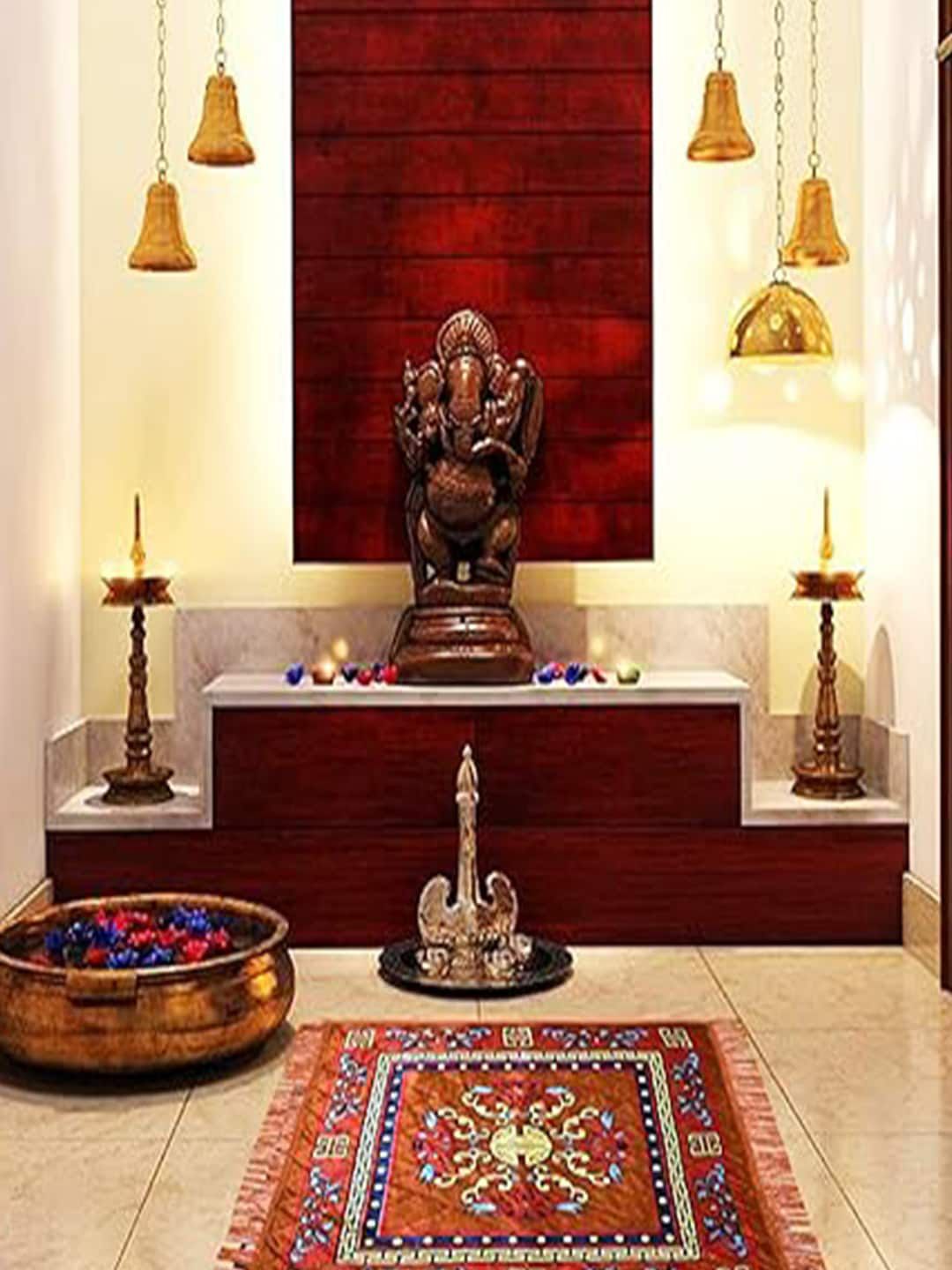 Kuber Industries Red & Blue 2 Pieces Velvet Prayer Mat-picture-22