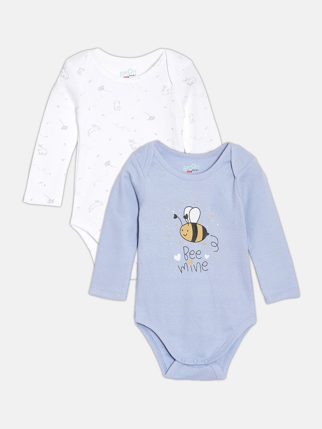 Broon Infant Boys Pack Of 2 Printed Organic Cotton Bodysuit-picture-46