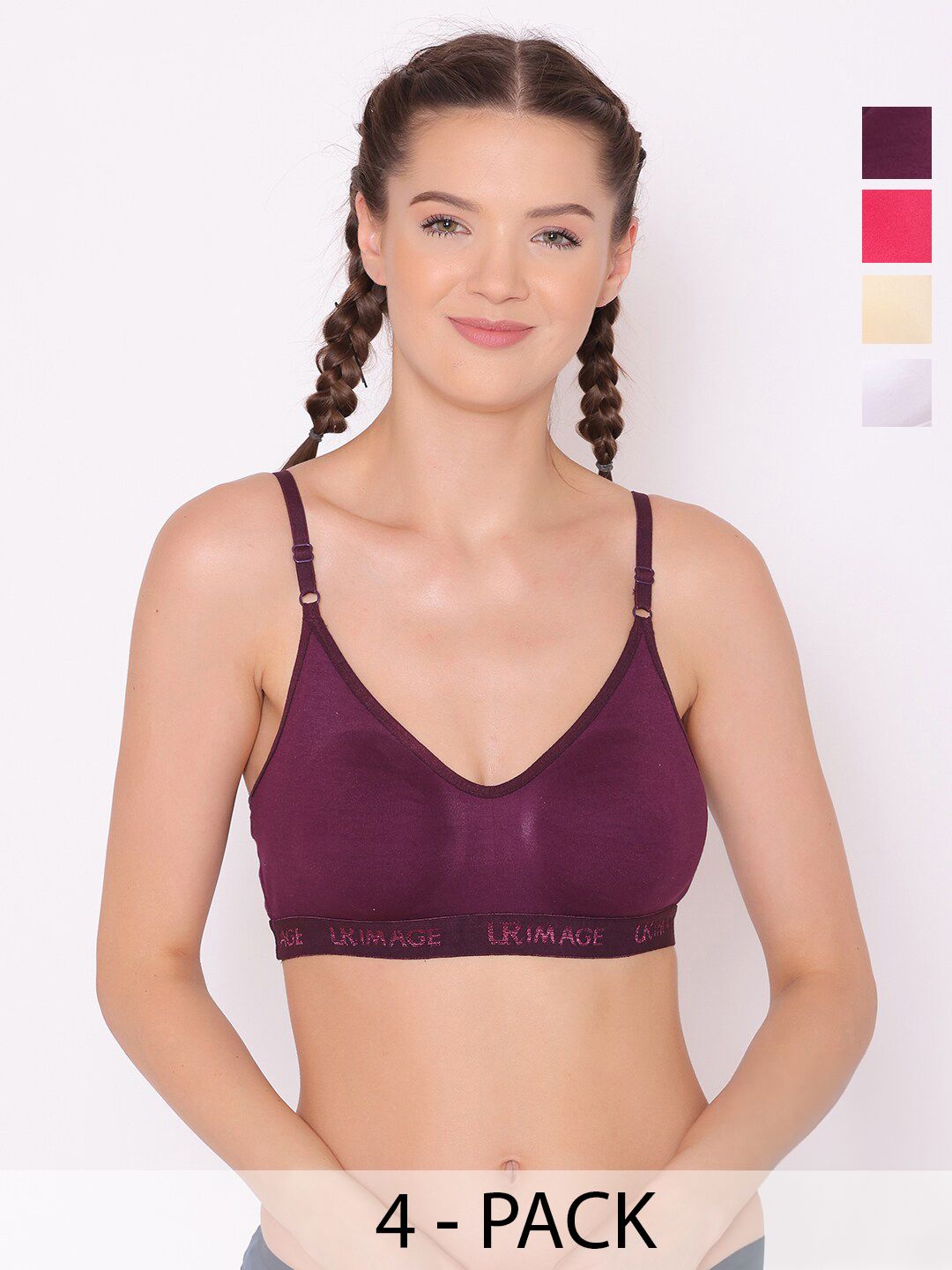 ABELINO Girls Pack of 4 Cotton Non Padded Bra With All Day Comfort-picture-23
