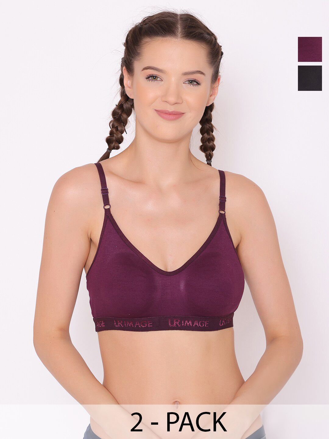 ABELINO Girls Pack of 2 Non-Padded Cotton Beginners Sports Bra With All Day Comfort-picture-34