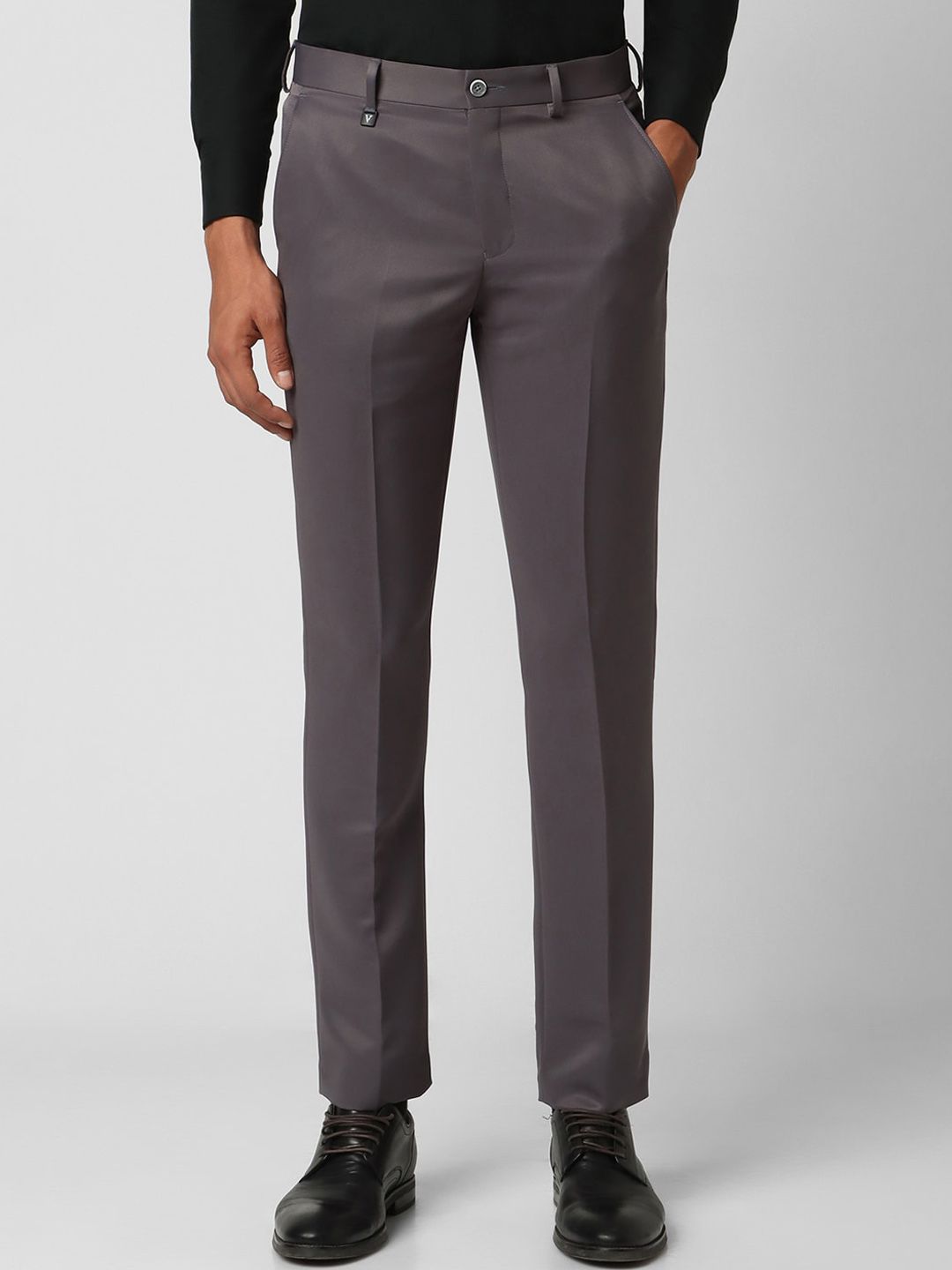 van heusen V Dot Men Grey Skinny Fit Formal Trousers-picture-10