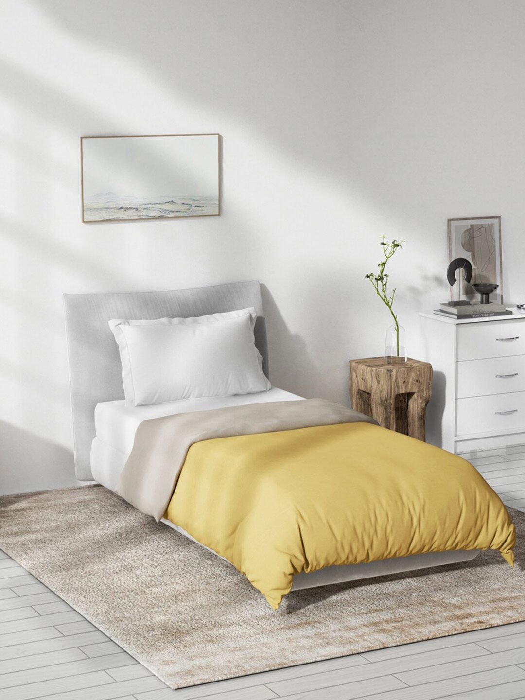 DDecor Yellow Mild Winter Cotton 150 GSM Single Bed Quilt-image-28