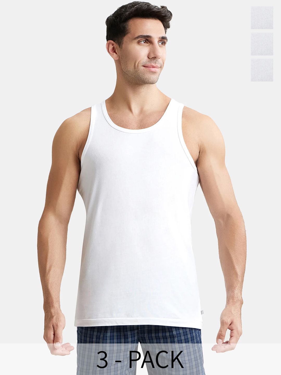 Jockey Pack Of 3 Round Neck Combed Cotton Innerwear Vests