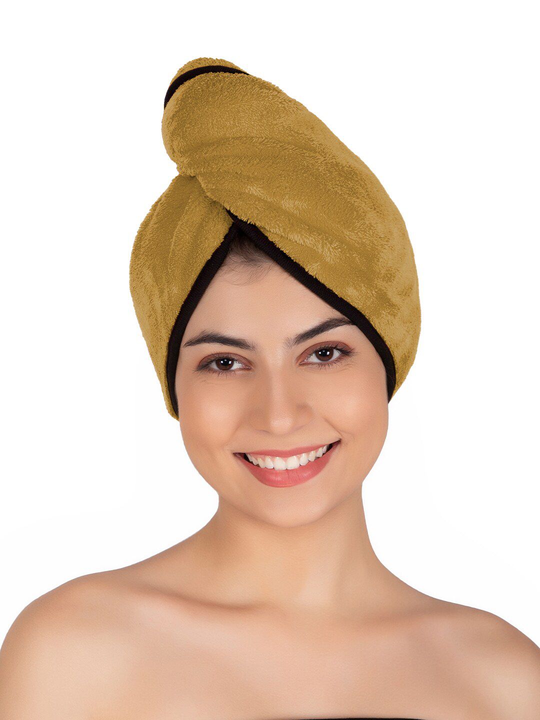 Softspun Microfiber Olive Green & Black Anti-Bacterial 300 GSM Hair Drying Wrap Towel-picture-20
