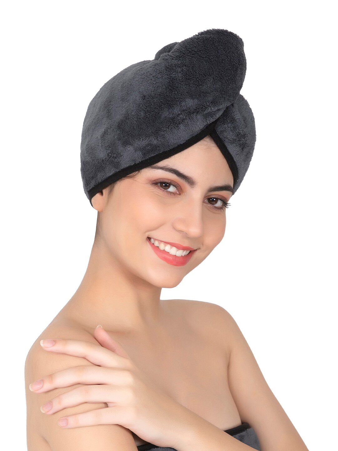Softspun Microfiber Grey Anti-Bacterial 300 GSM Hair Drying Wrap Towel-picture-15