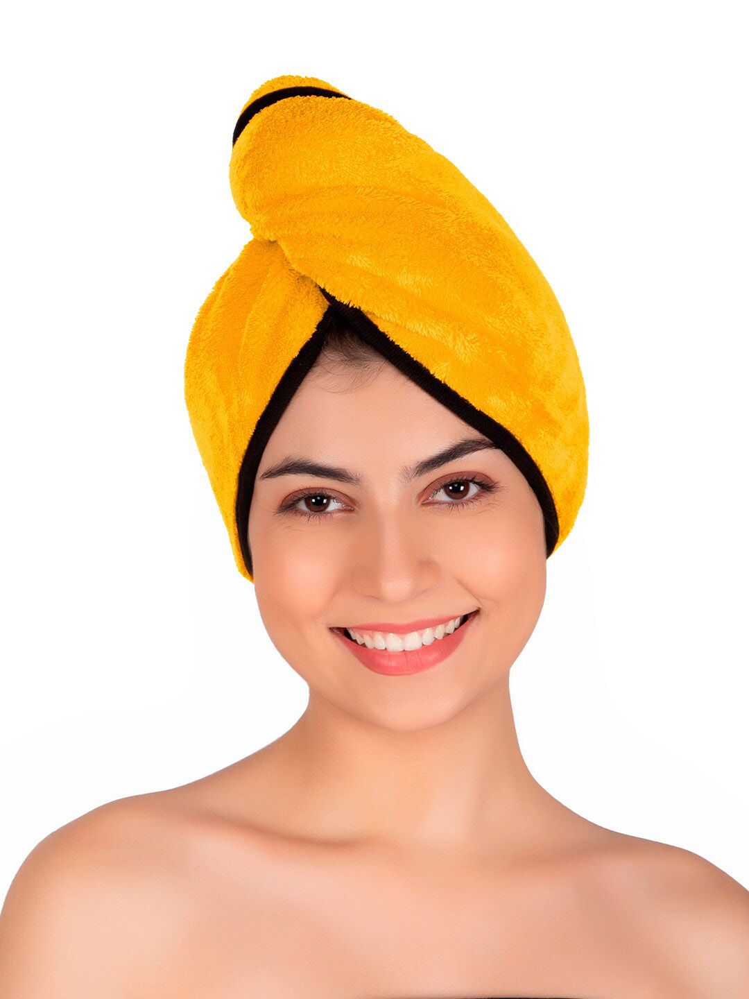 Softspun Microfiber Orange & Black Anti-Bacterial 300 GSM Hair Drying Wrap Towel-image-14