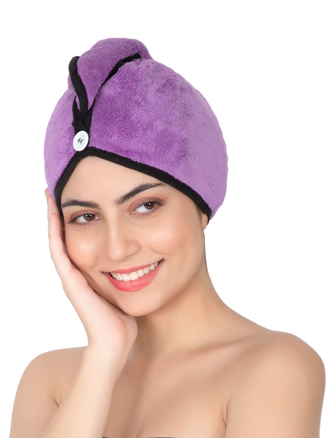 Softspun Microfiber Purple Anti-Bacterial 300 GSM Hair Drying Wrap Towel-image-4