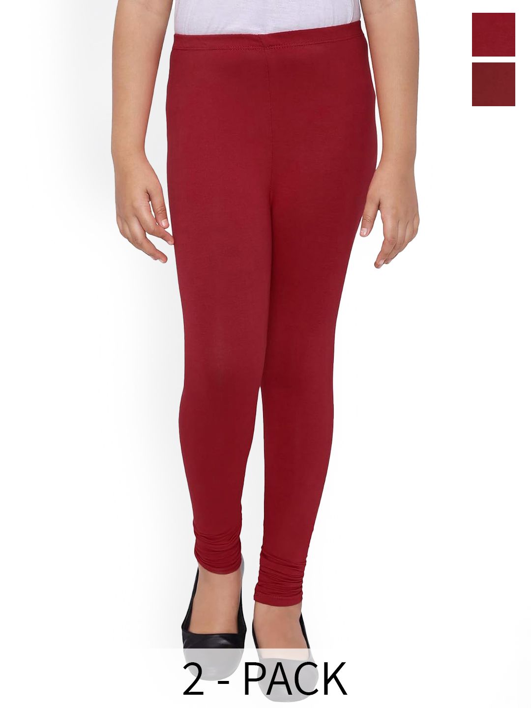 FRENCH KLEIDER Girls Pack Of 2 Cotton Churidar Length Leggings-picture-33