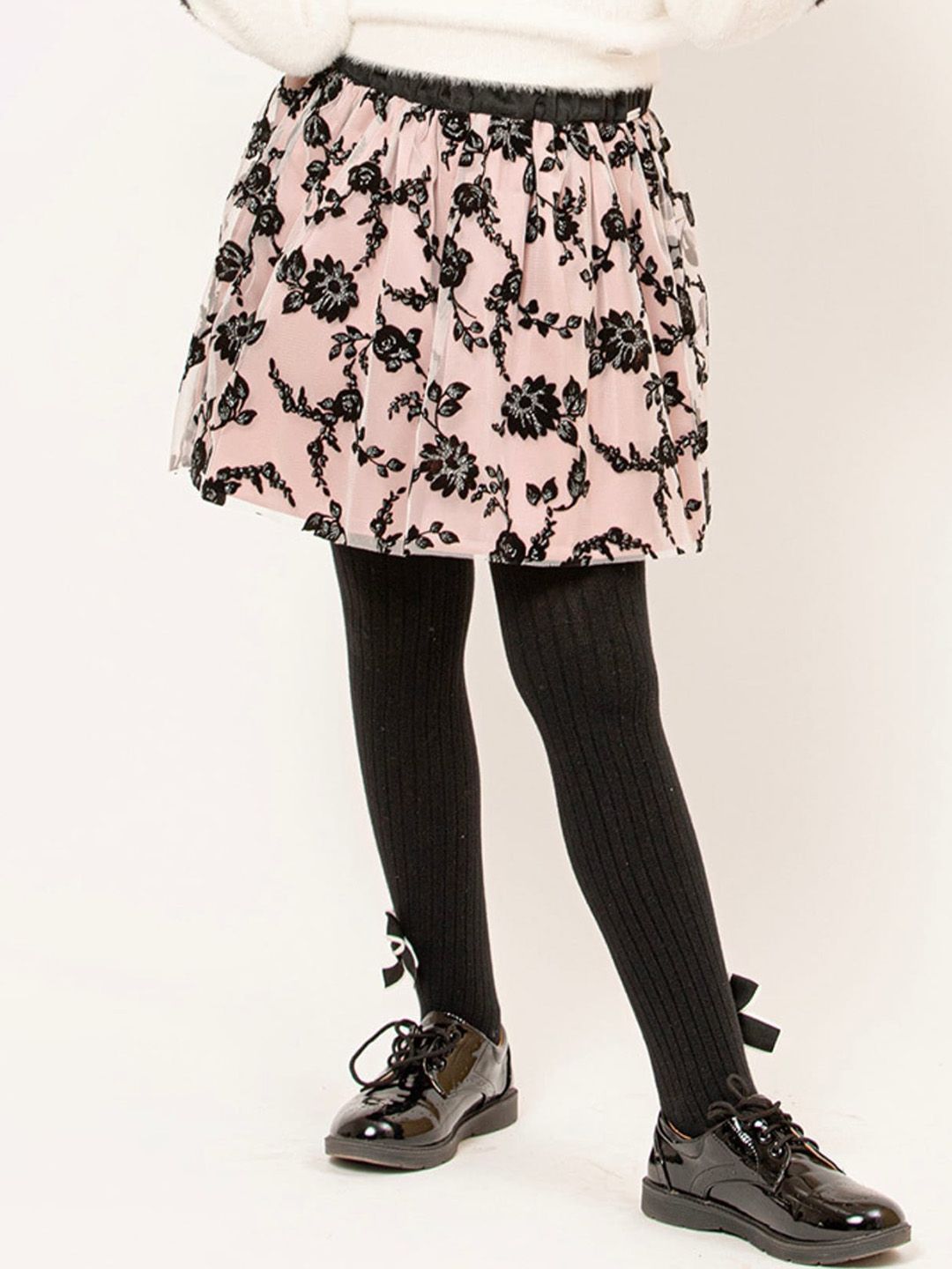 One Friday Girls Floral Printed A-Line  Mini Skirt