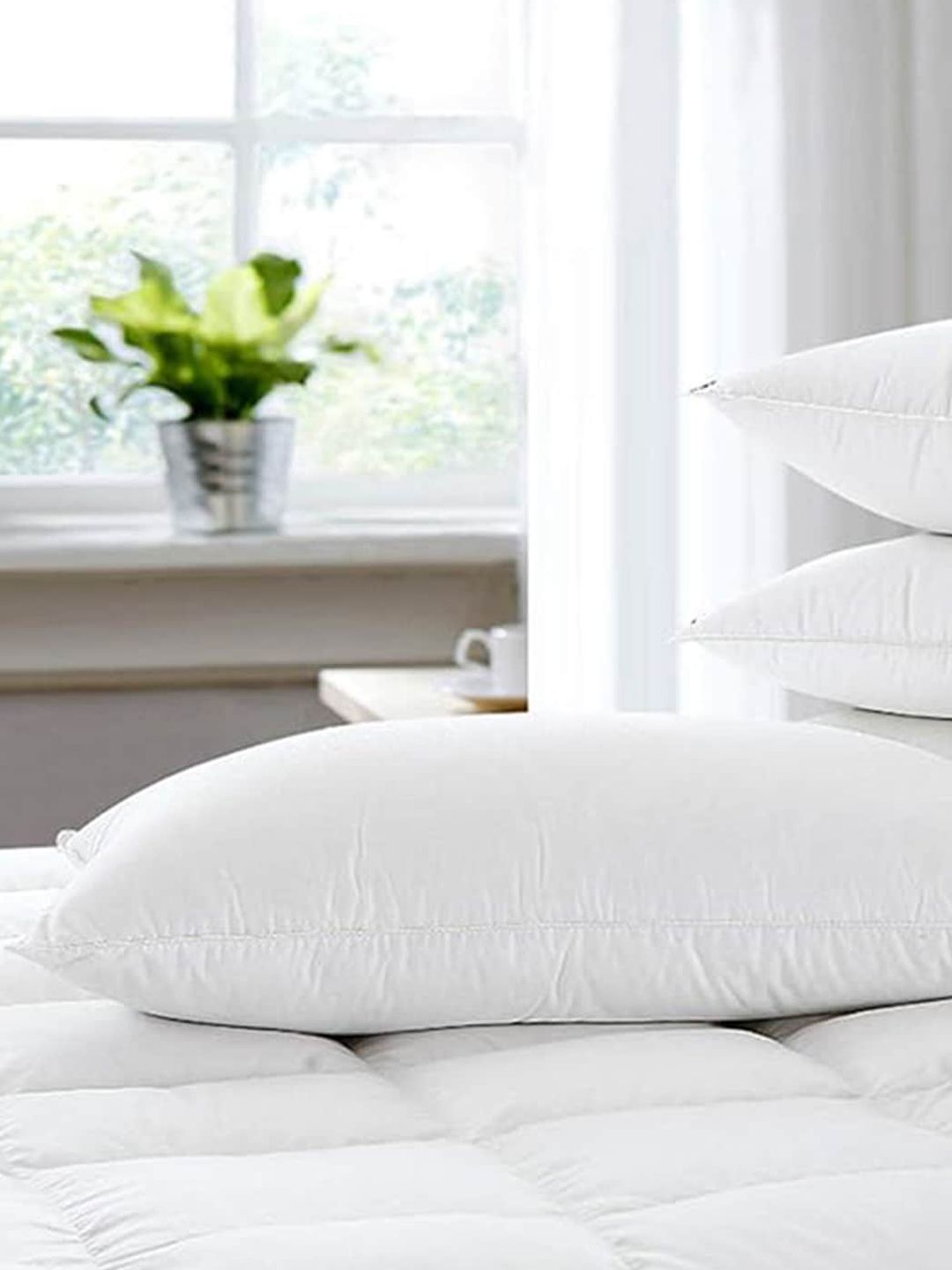 Kuber Industries 5 Pcs White Microfiber Filler Sleep Pillows-image-12