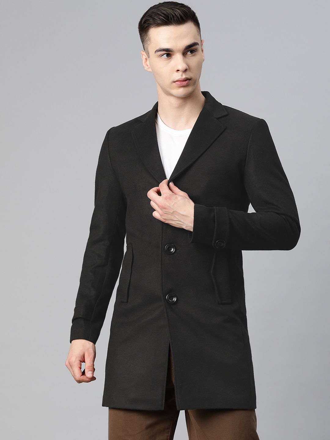 Riolio Trench Men's Leather Coat Vintage British Style Windbreaker Handsome Solid Color Slim-fit Overcoat Long Jacket Plussize Outwear main image 0