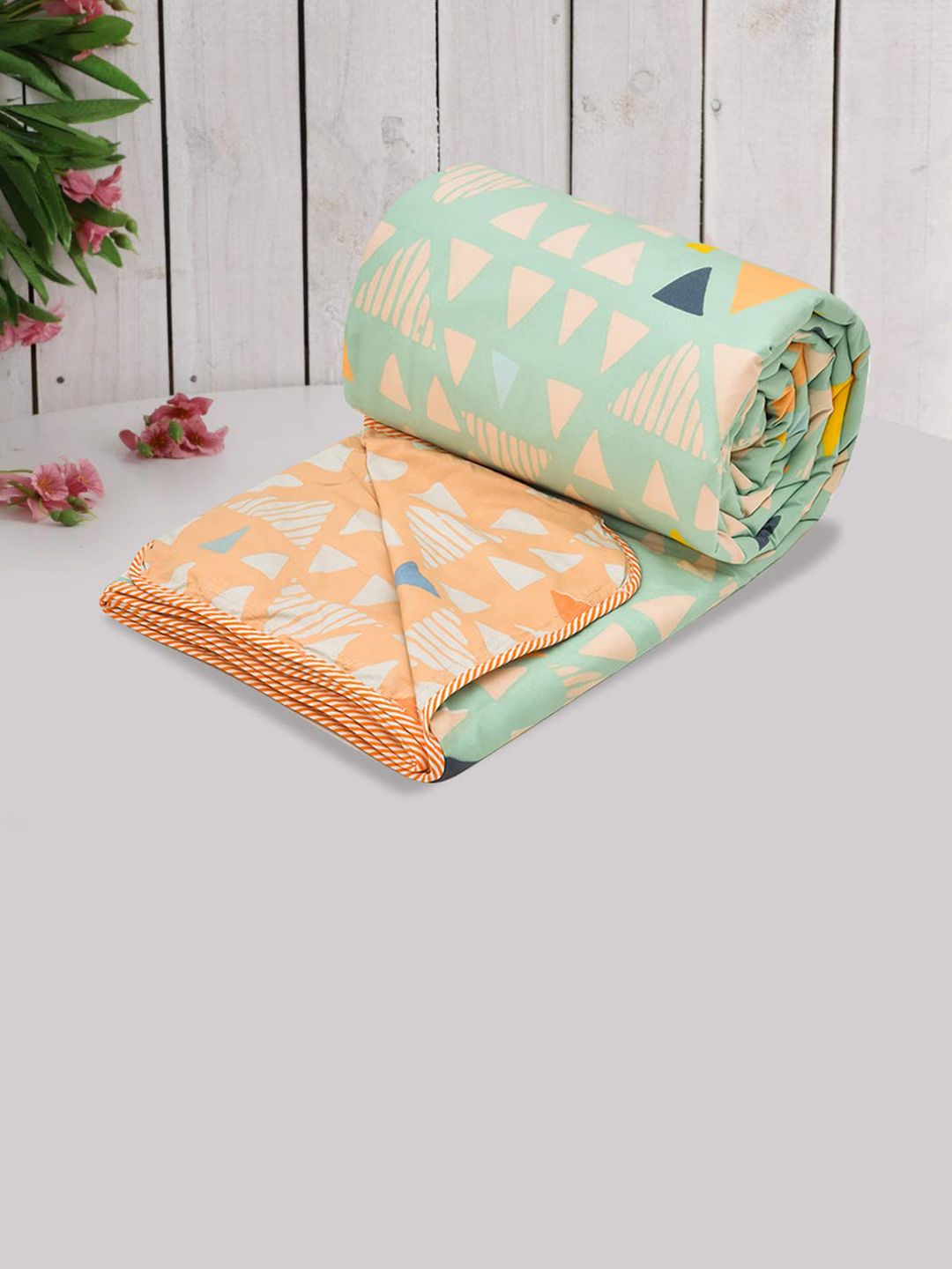 RRC Green Microfiber Cotton Lightweight AC Room 120 GSM Reversible Single Bed Dohar-picture-13