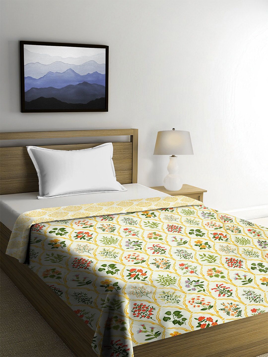 RRC Green & Beige Floral Microfiber AC Room 120 GSM Reversible Single Bed Dohar-image-11