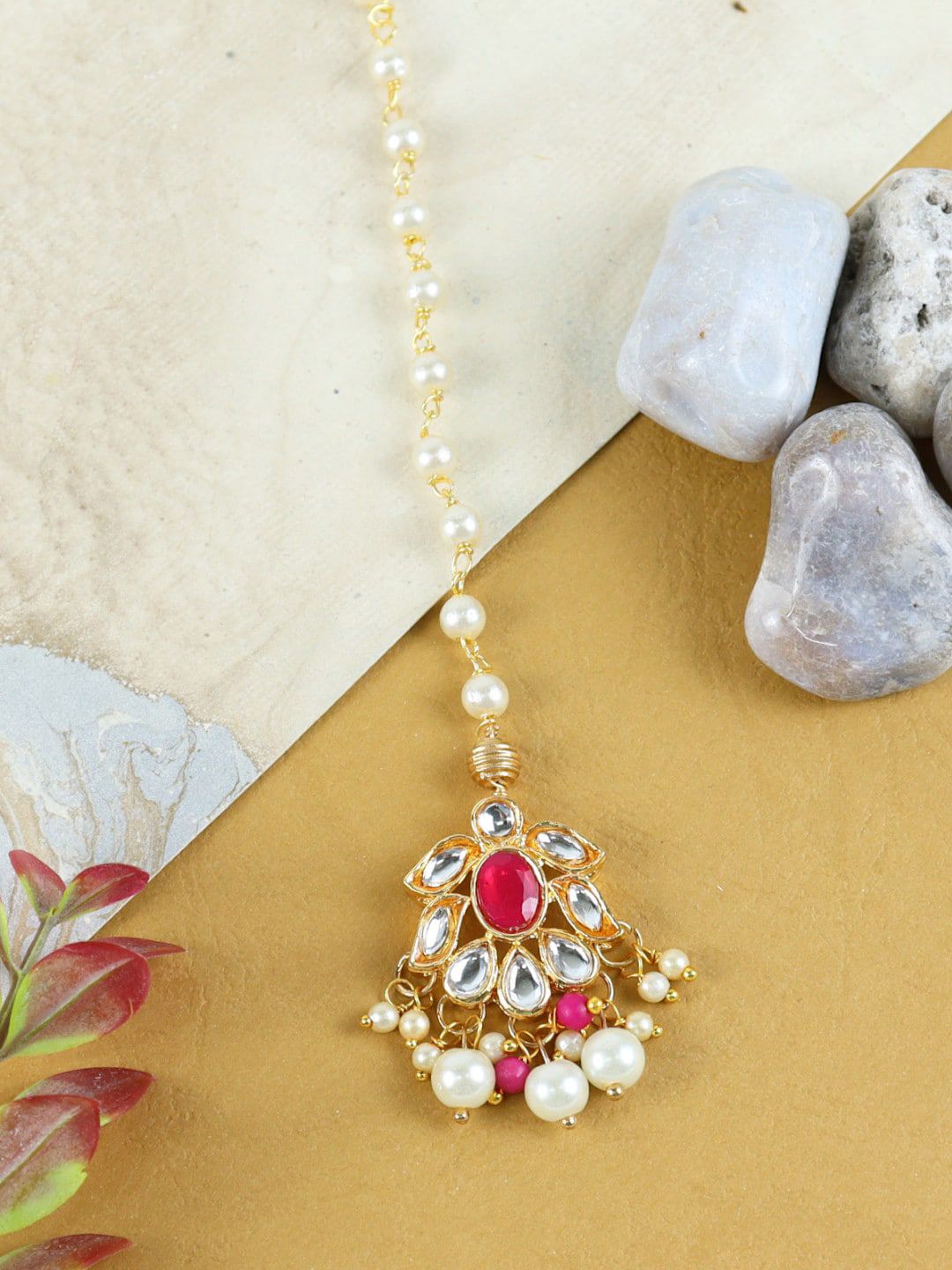 Asthetika Kids Gold-Plated Kundan & Stone-Studded Maangtikka-picture-14