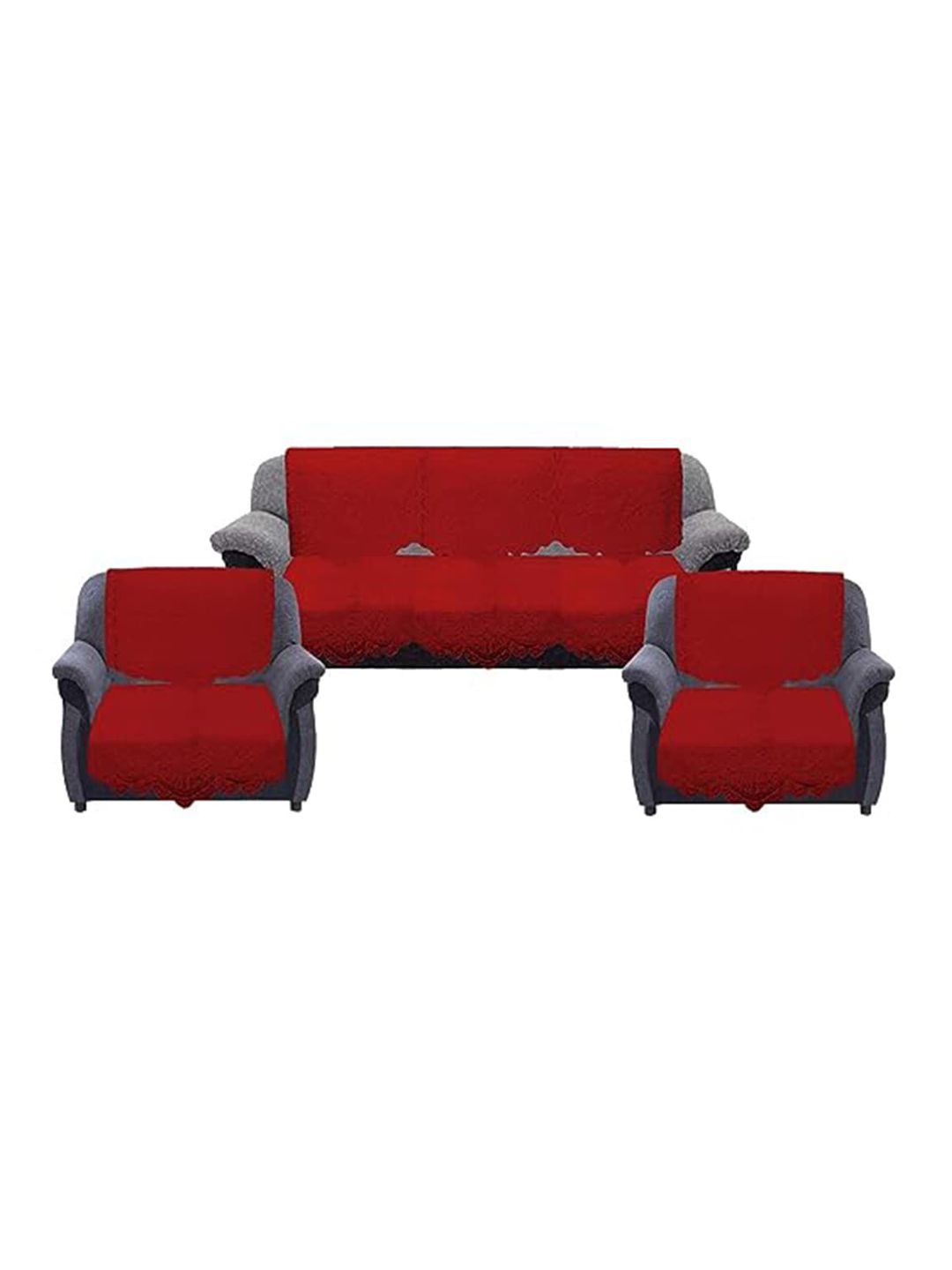 Kuber Industries Maroon 6 Pieces Cotton 5 Seater Sofa Covers-picture-14