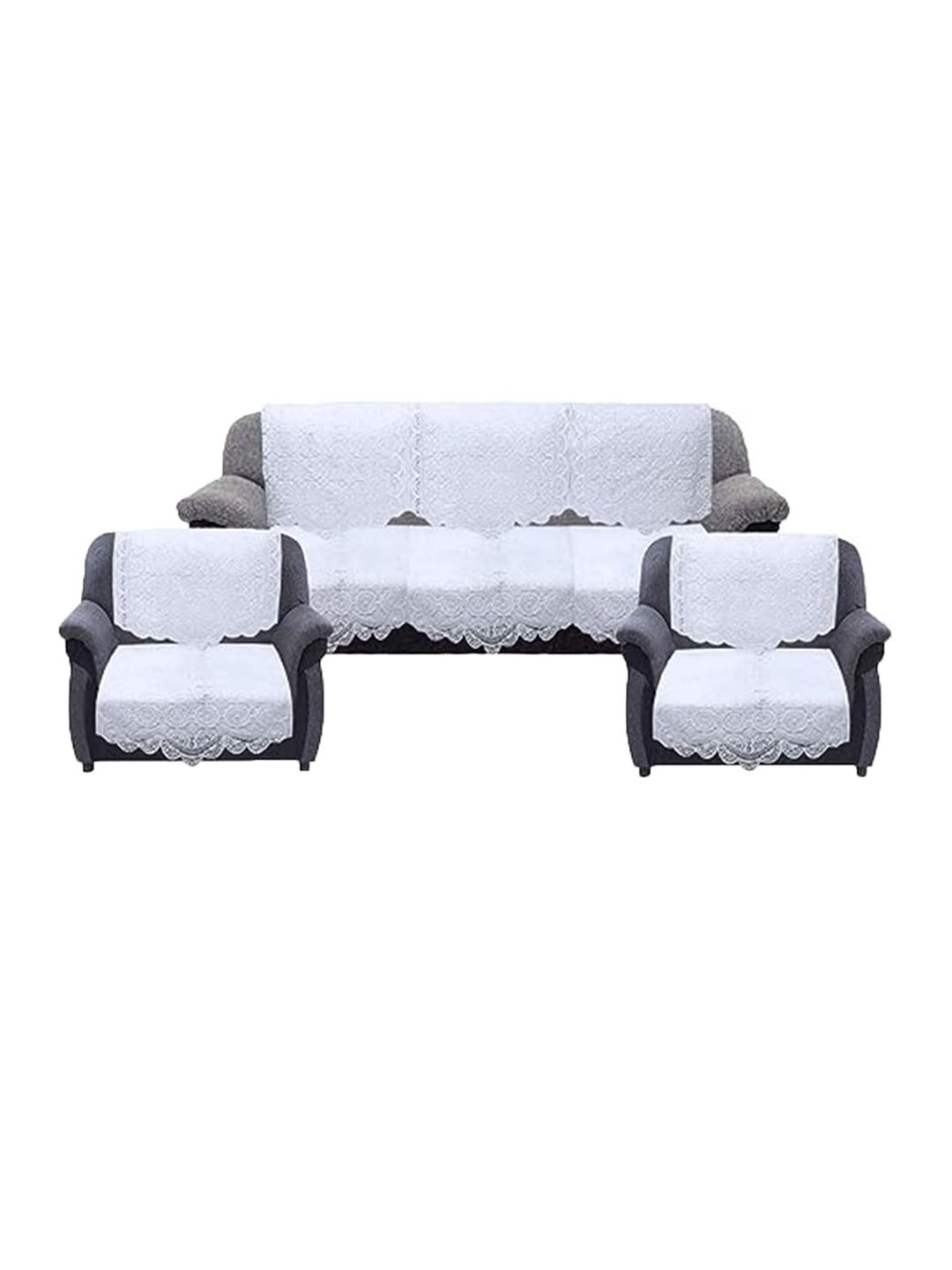 Kuber Industries White 6 Pieces Chikankari 5 Seater Sofa Covers-picture-35
