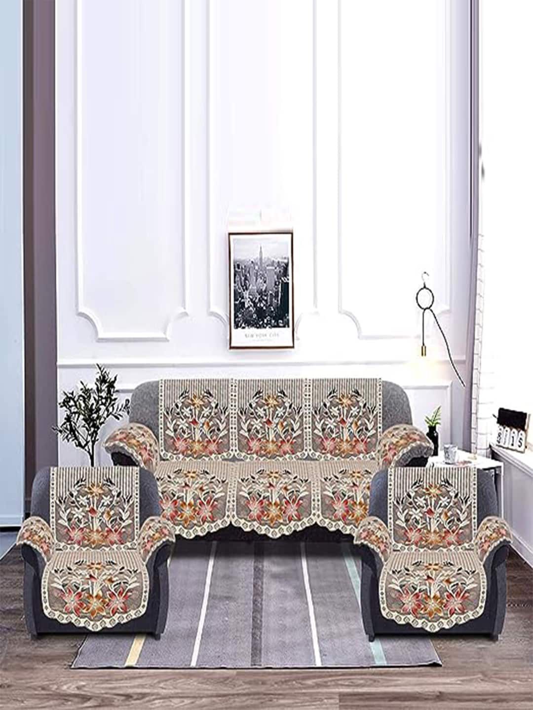 Kuber Industries Brown 16 Pieces Cotton 5 Seater Sofa Covers-image-37