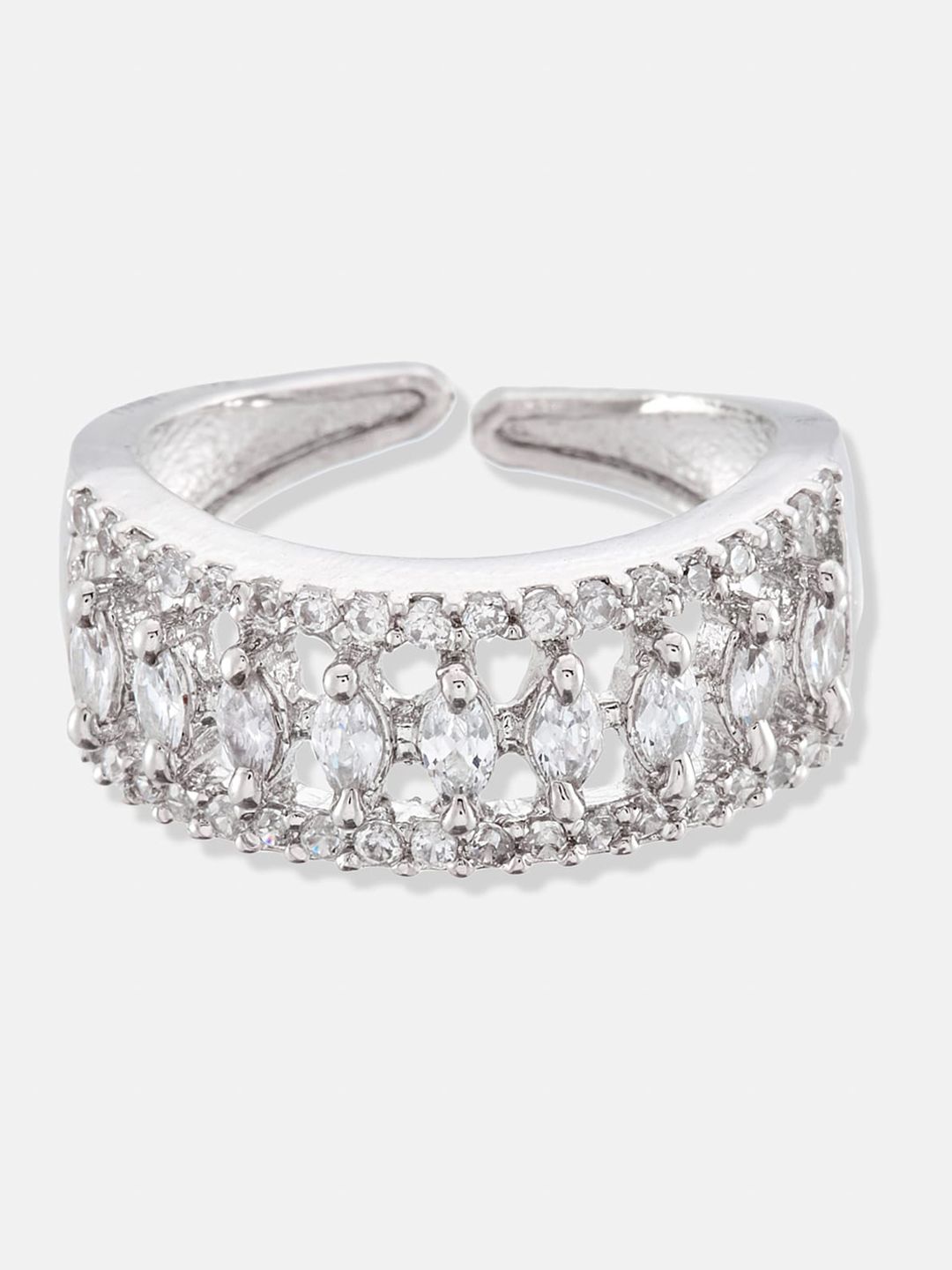 ATIBELLE Silver-Plated Cubic Zirconia Stone Studded Jewellery Set