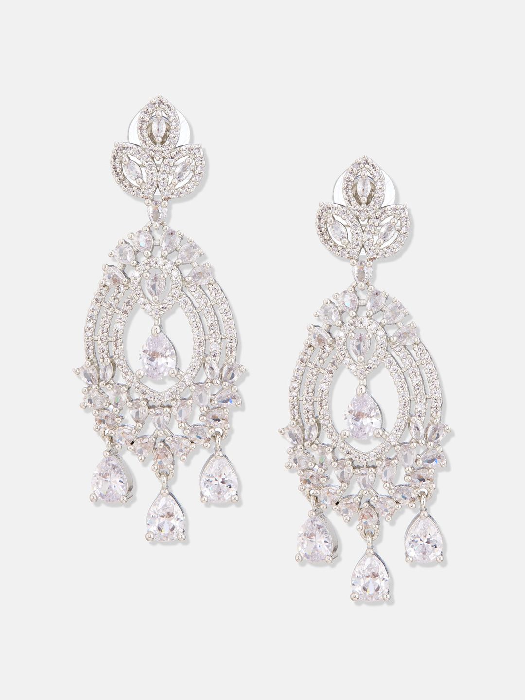 ATIBELLE Silver-Plated Cubic Zirconia Stone Studded Jewellery Set