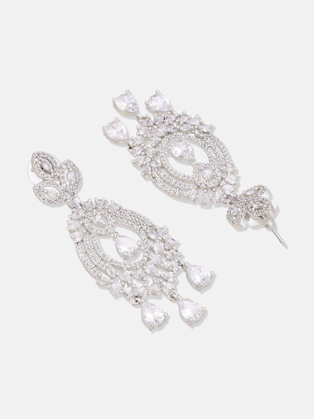 ATIBELLE Silver-Plated Cubic Zirconia Stone Studded Jewellery Set