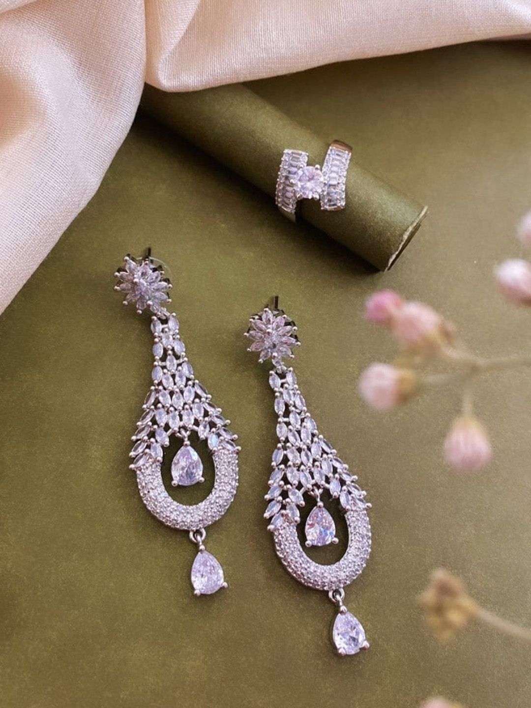 ATIBELLE Silver-Plated CZ-Studded Jewellery Set