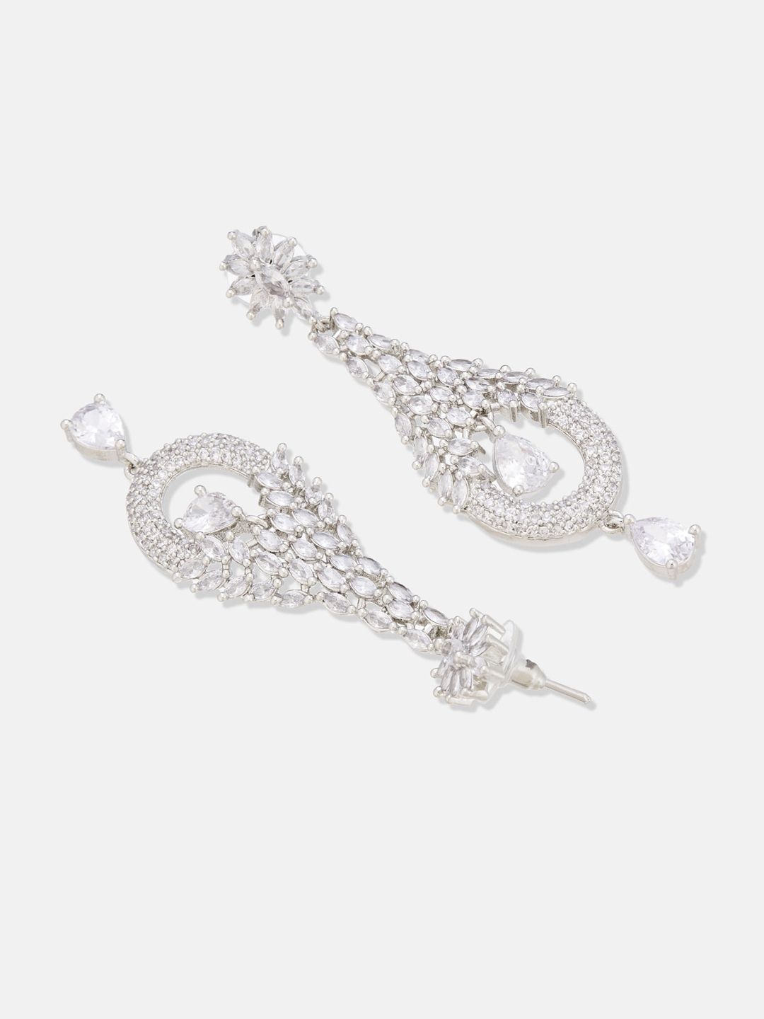 ATIBELLE Silver-Plated Cubic Zirconia Studded Earrings & Finger Ring