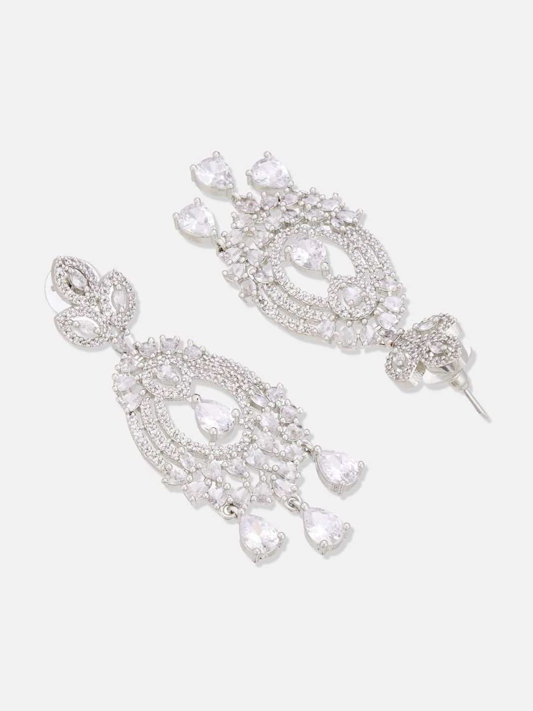 ATIBELLE Silver-Plated Cubic Zirconia Studded Earrings & Finger Ring