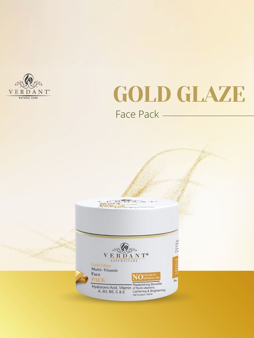 Verdant Natural Care Gold Glaze Multi-Vitamin Face Pack with Hyaluronic Acid - 100 ml-image-38