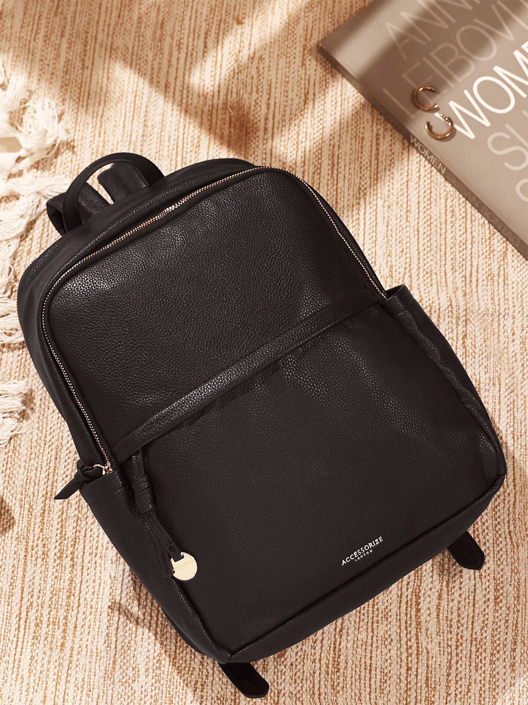 Accessorize London Textured PU Backpack-image-12