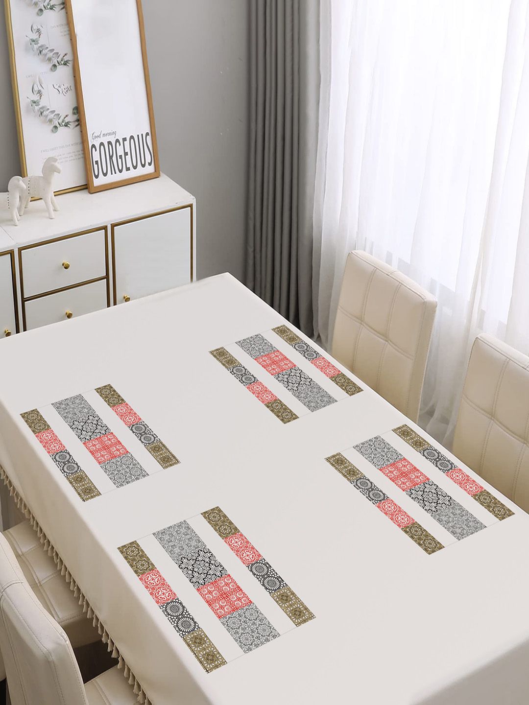 Dakshya Industries Blossom Yellow & Orange 4 Pieces Printed Rectangle Table Placemats-image-41
