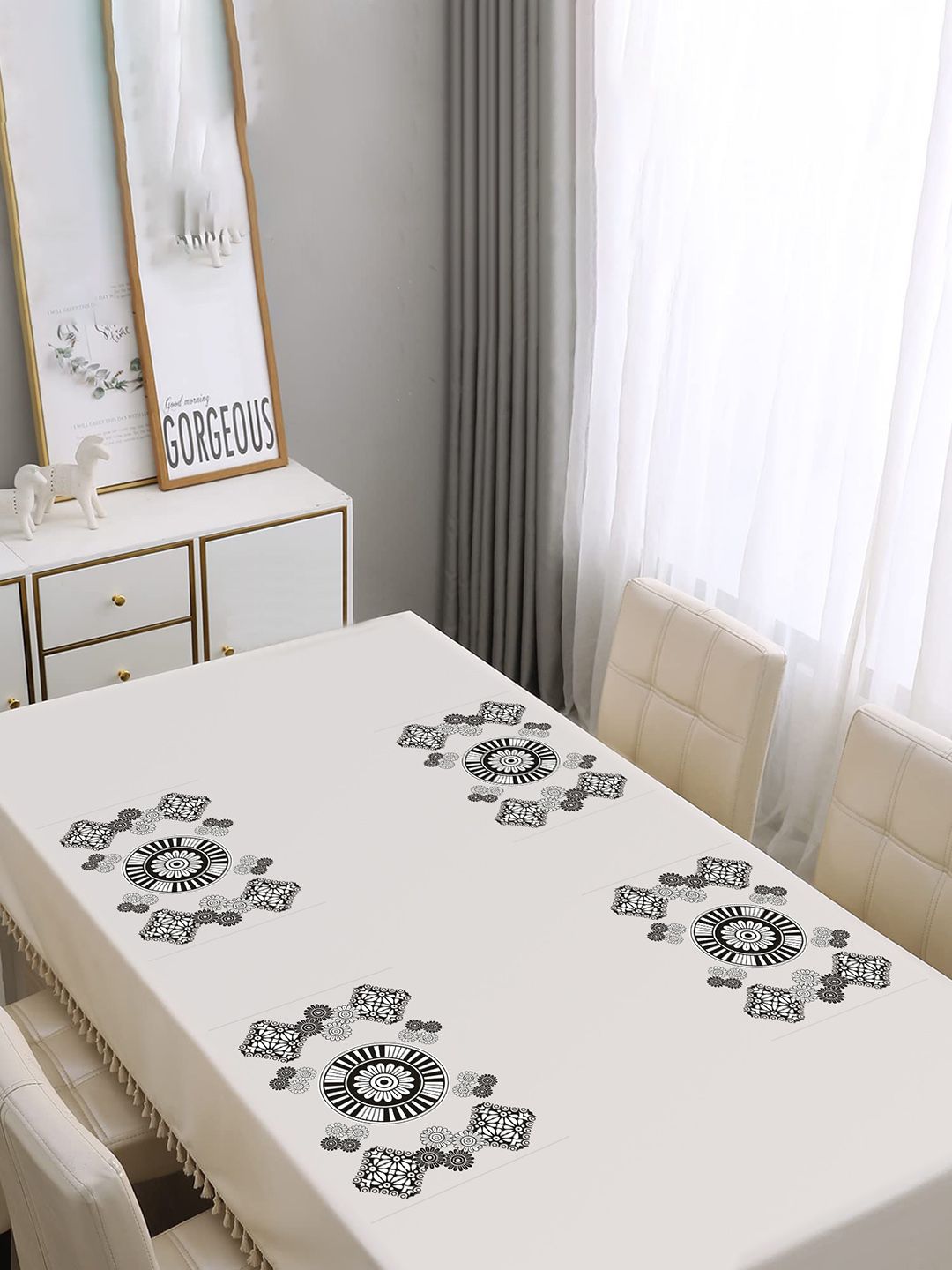 Dakshya Industries Blossom 4 Pcs Black Printed Waterproof Table Placemats-picture-37