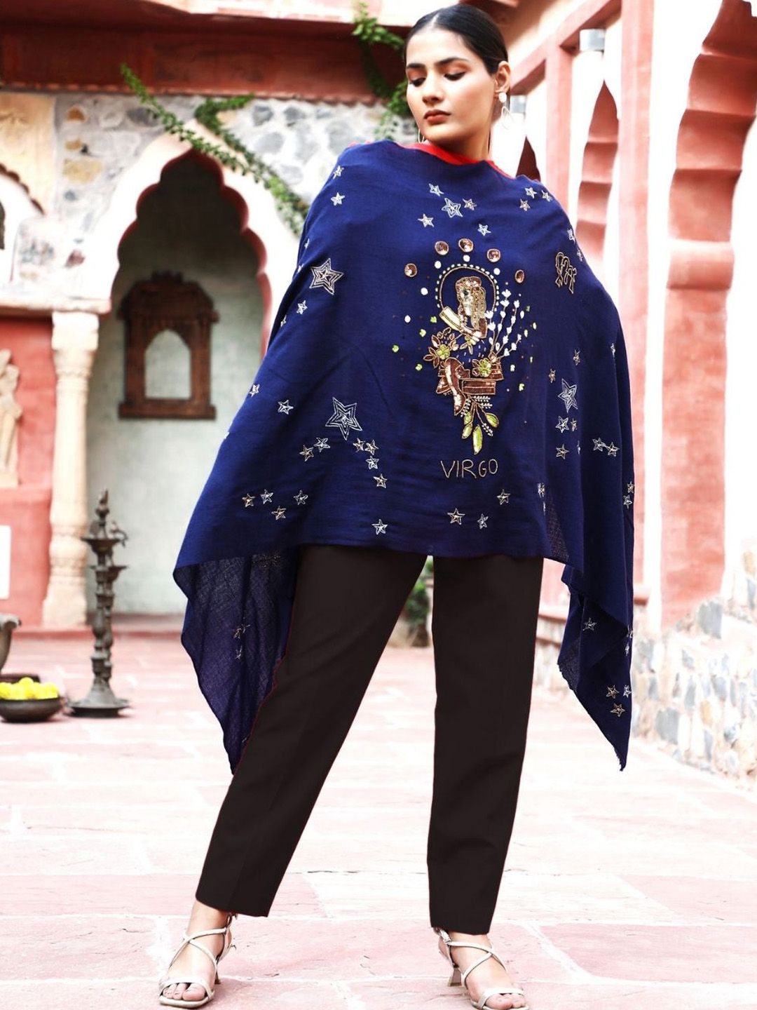 DUSALA INDIA Graphic Embroidered Shawl-picture-20