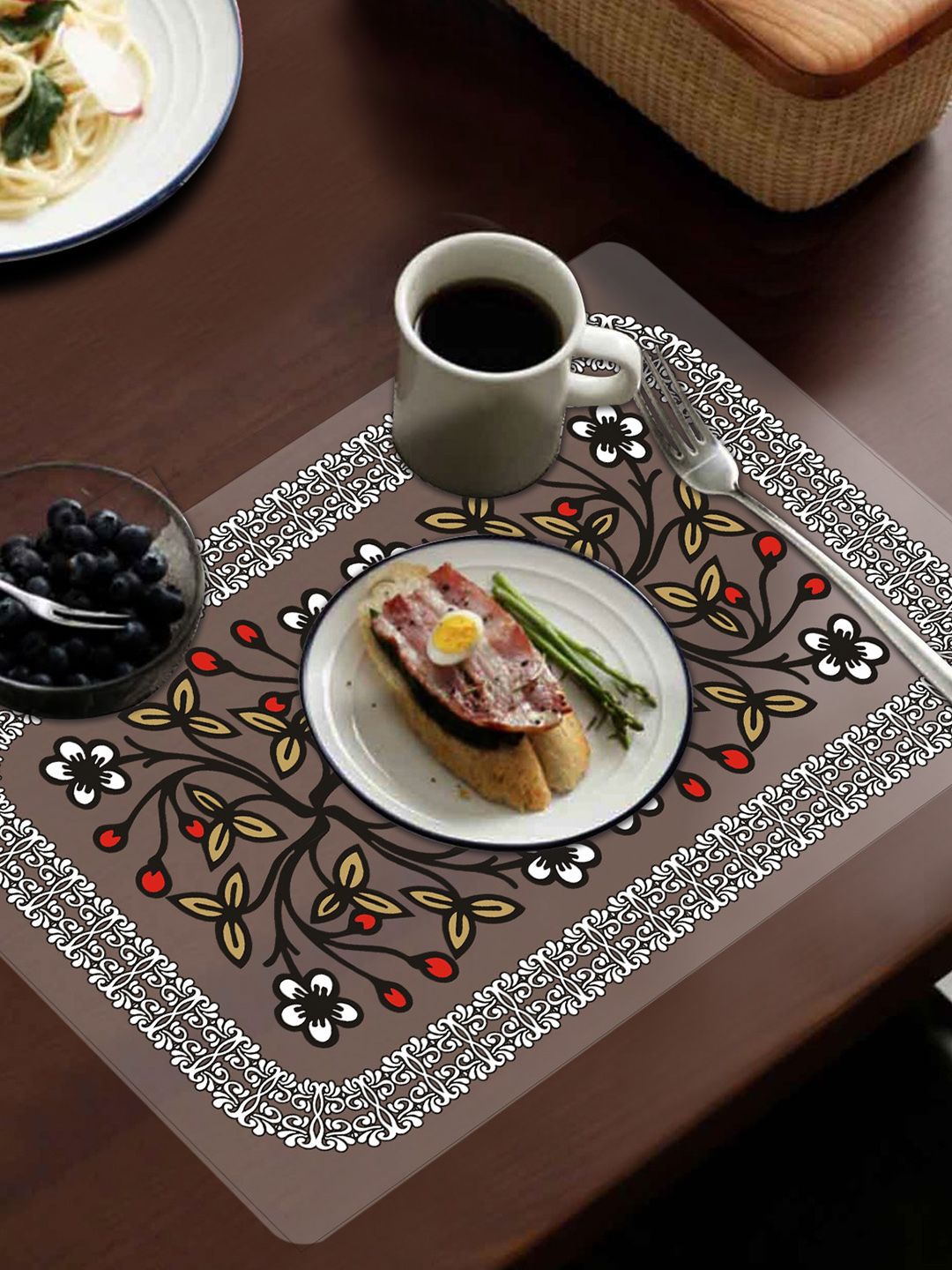 Dakshya Industries Red & Grey 4 Pieces Printed Fridge Mat-picture-28