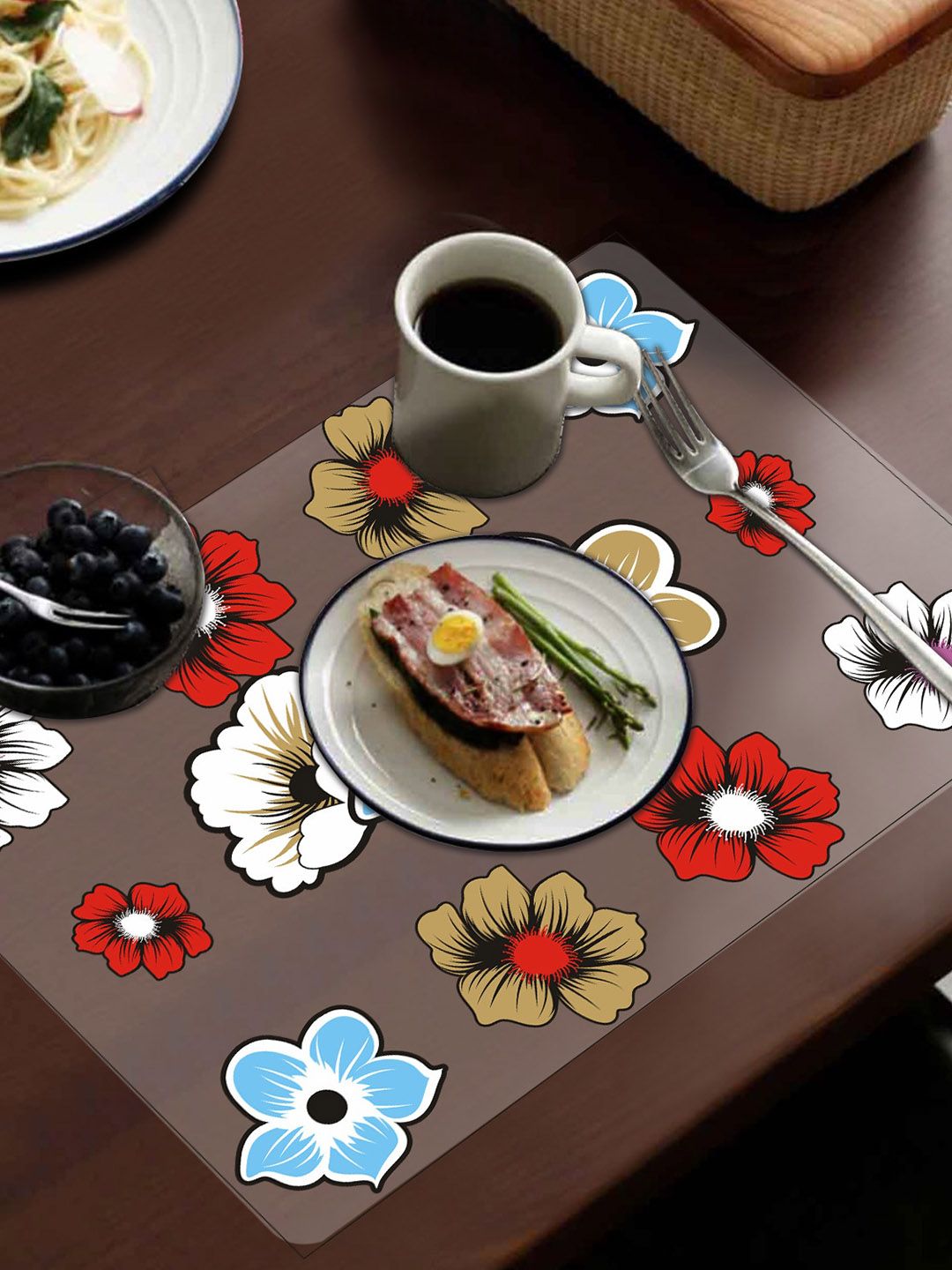 Dakshya Industries Grey & Red 4 Pieces Printed Fridge Mat-picture-53