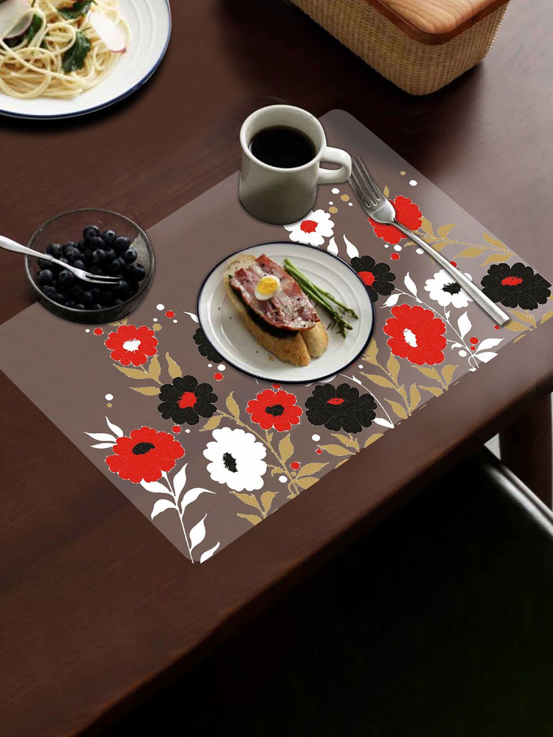 Dakshya Industries Black & Red 4 Pcs Printed Fridge Mat-picture-35