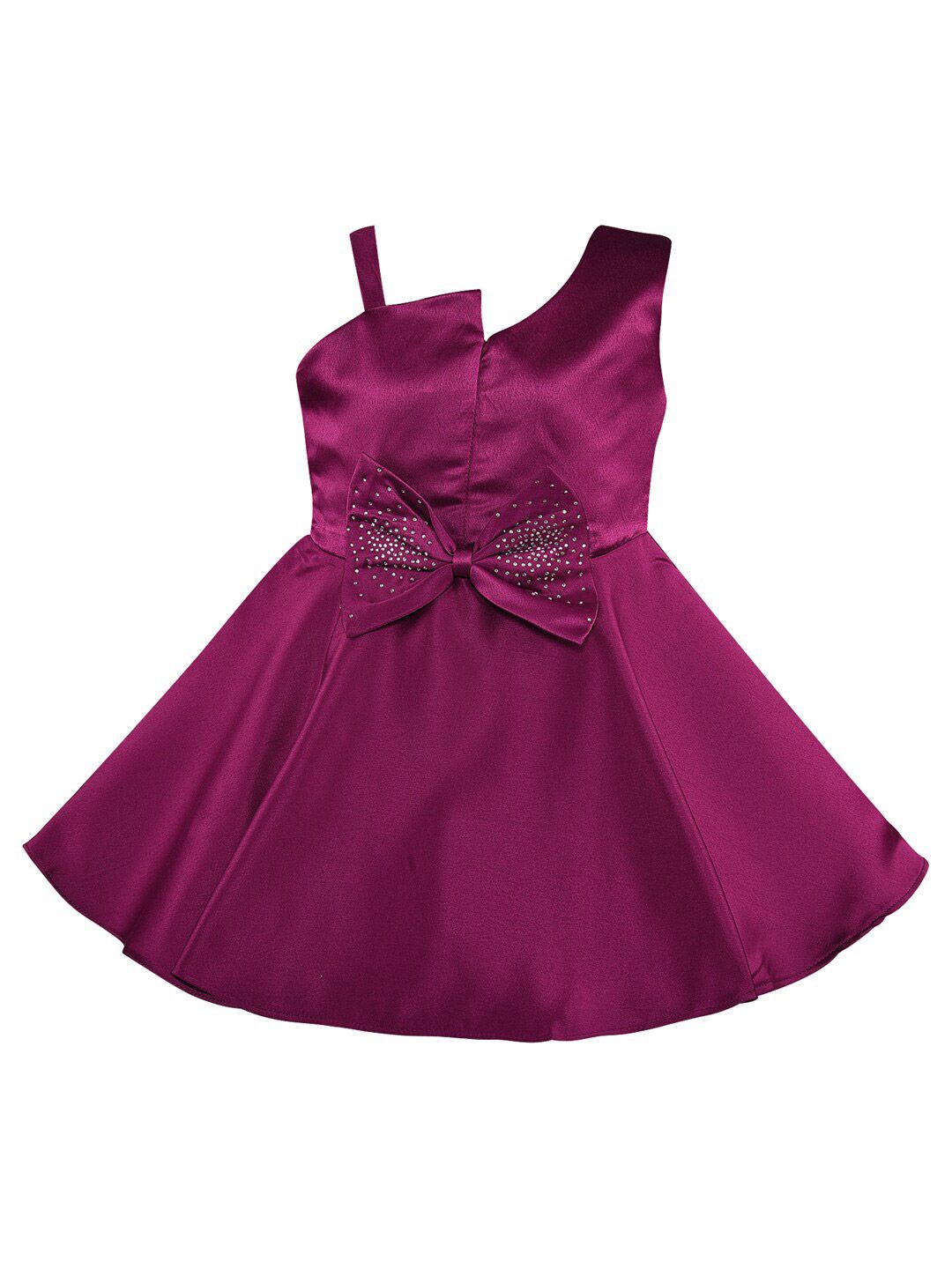 Wish Karo Purple Satin Fit & Flare Dress-picture-40