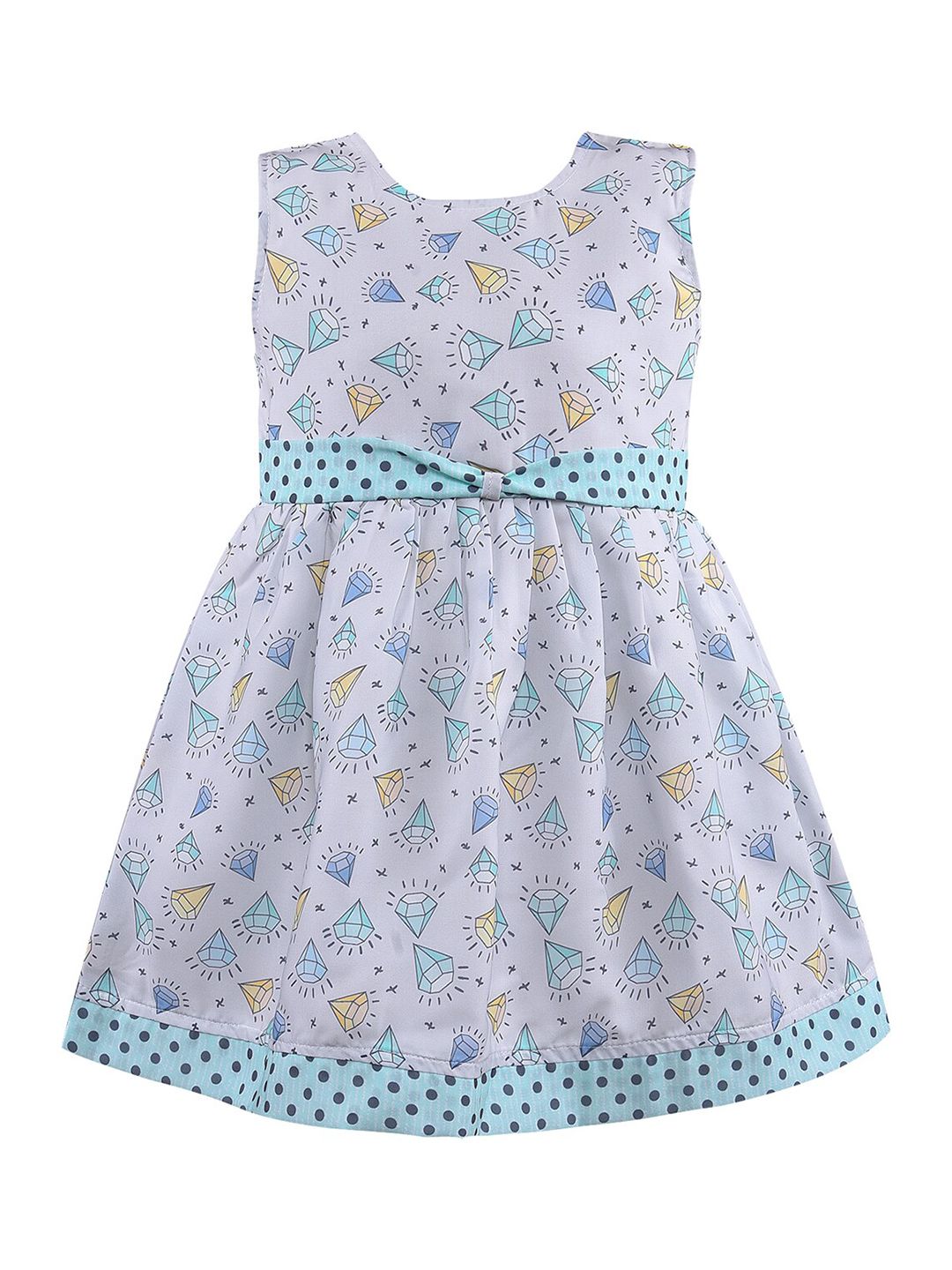 Wish Karo Green Print Satin A-Line Dress-picture-27