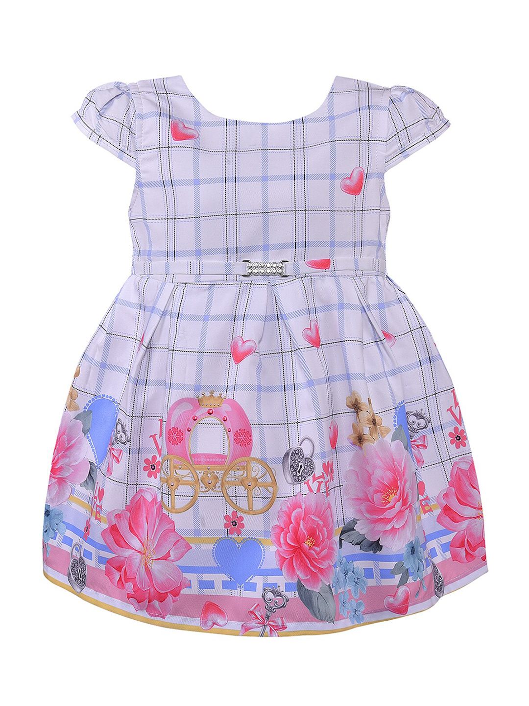 Wish Karo Blue Floral Print Satin Fit & Flare Dress-picture-26