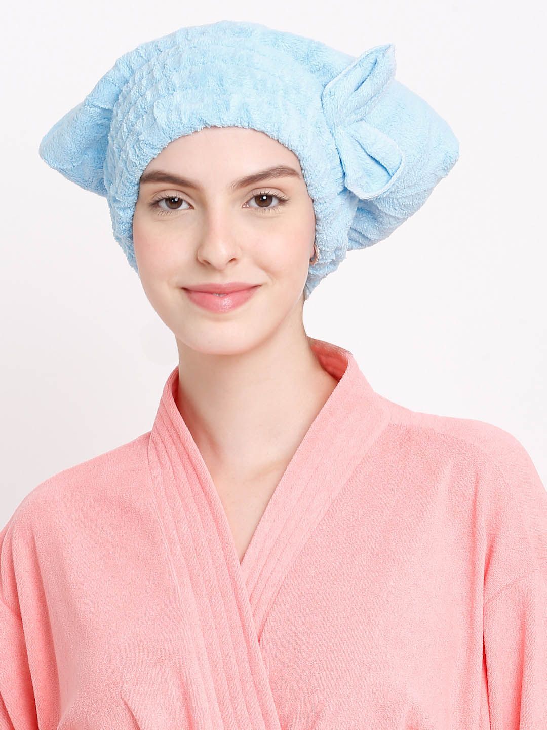 Cortina Blue Solid Hair Towel-picture-49