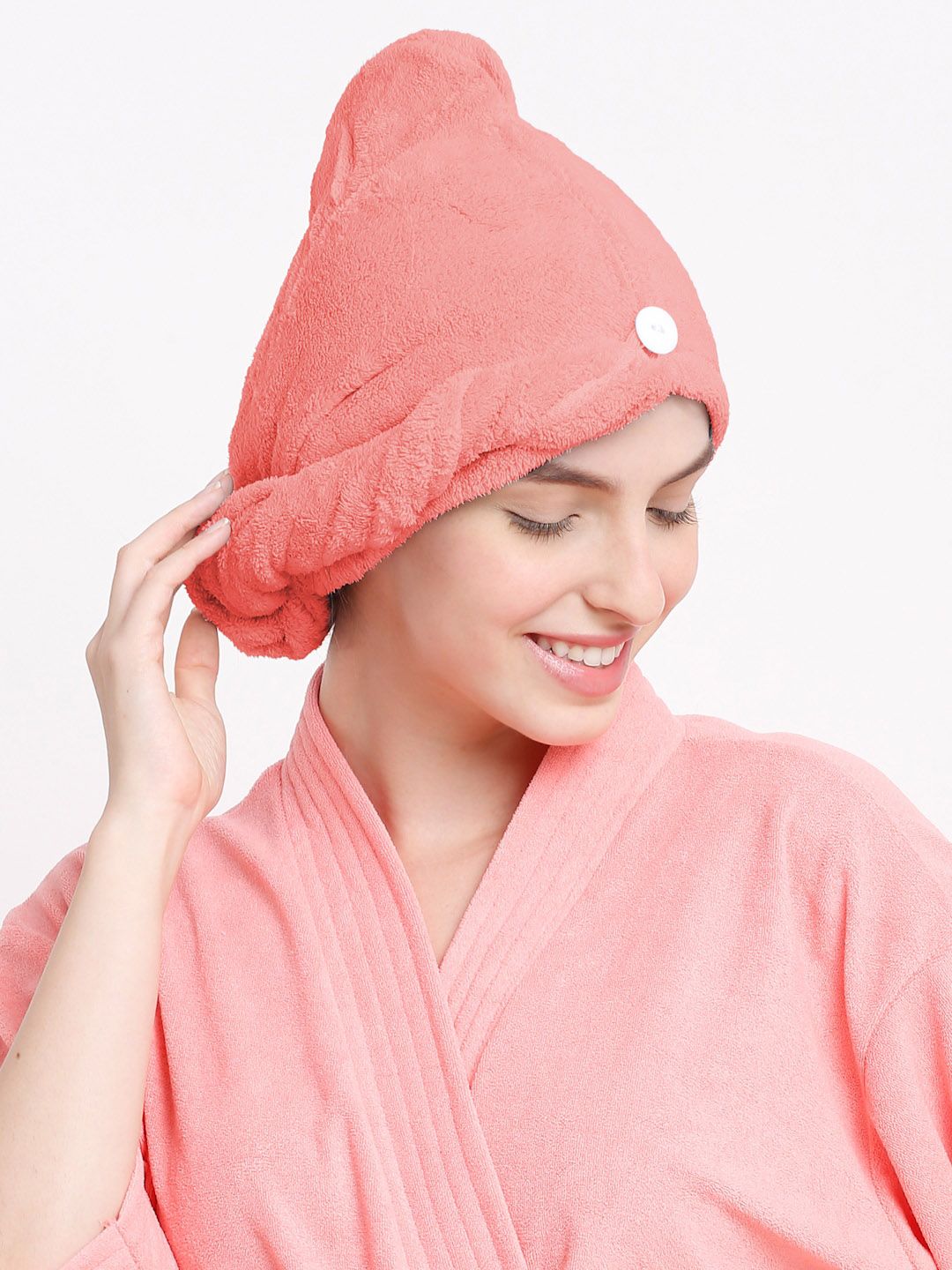 Cortina Pink Solid Hair Towel-picture-15