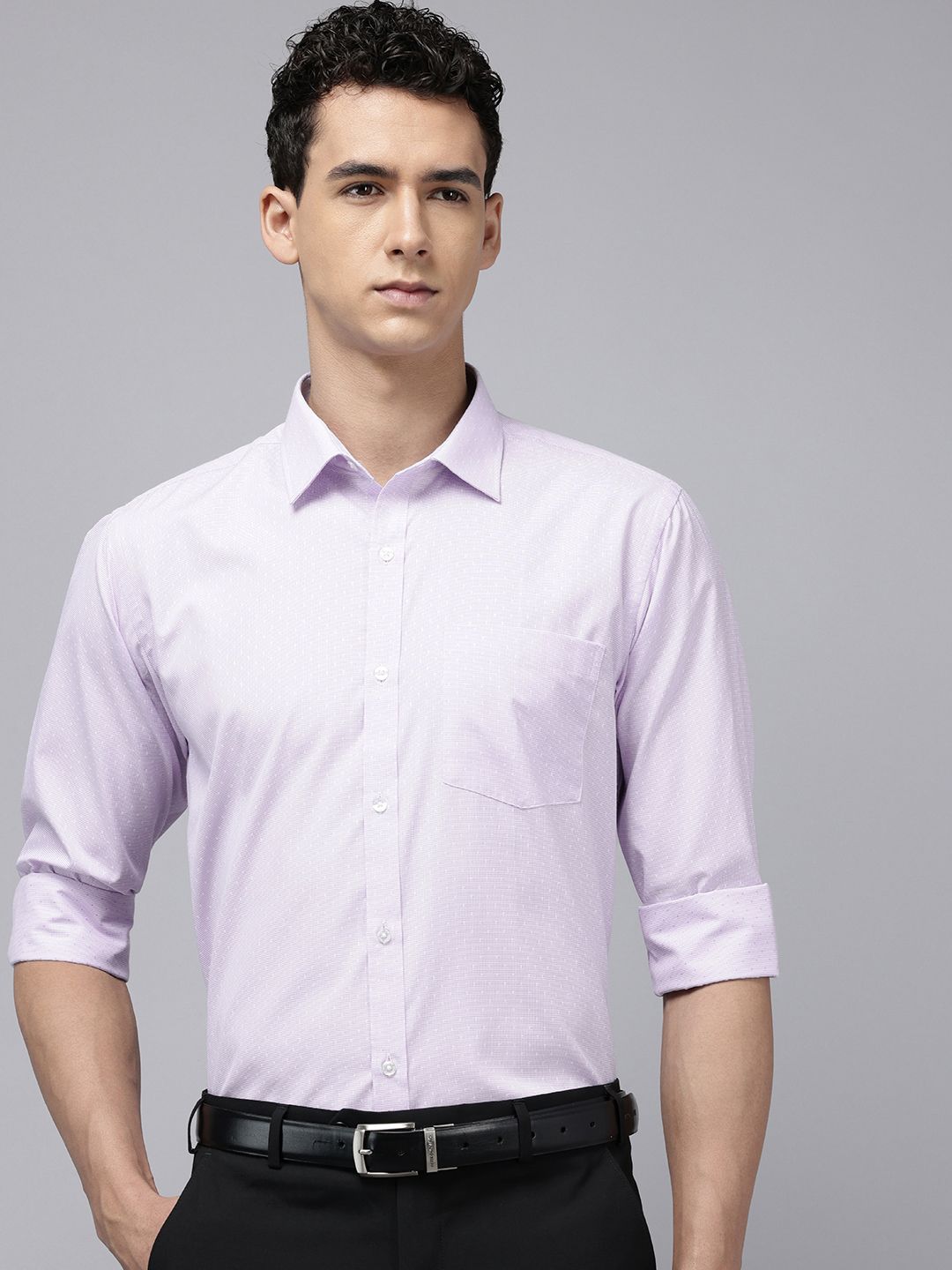 Park Avenue Self Design Textured Slim Fit Formal Shirt-picture-15