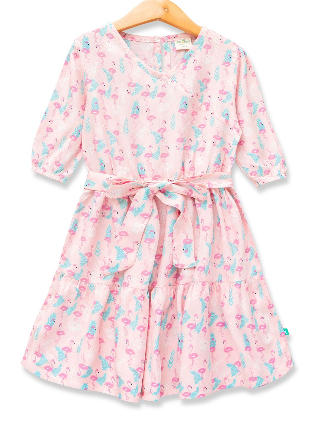 JusCubs Infant Girls Graphic Printed Cotton Puff Sleeves Fit & Flare Dress-picture-30