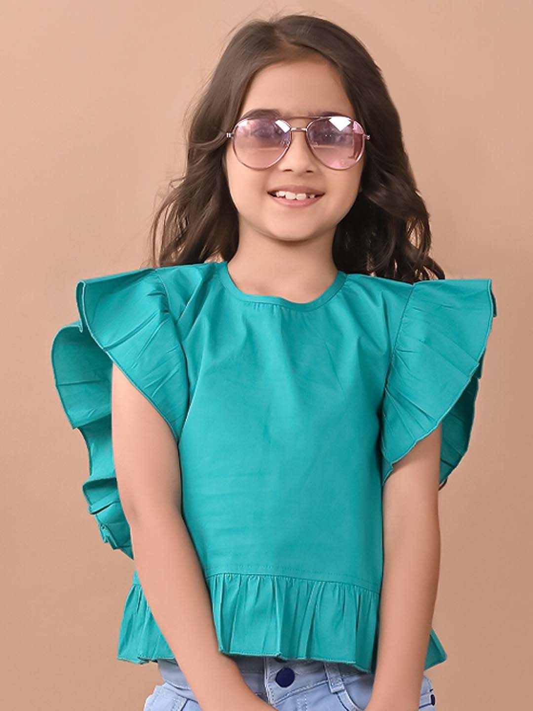 LilPicks Girls Flutter Sleeves Cotton Regular Top-picture-39