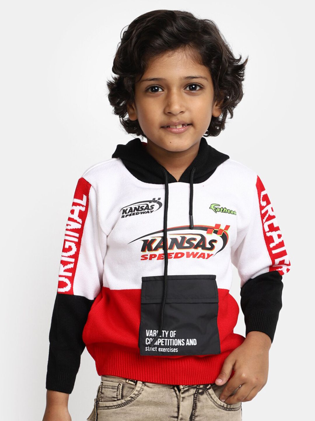 V-Mart Boys Typography Printed Hooded Long Sleeves Acrylic Pullover Sweater-picture-40