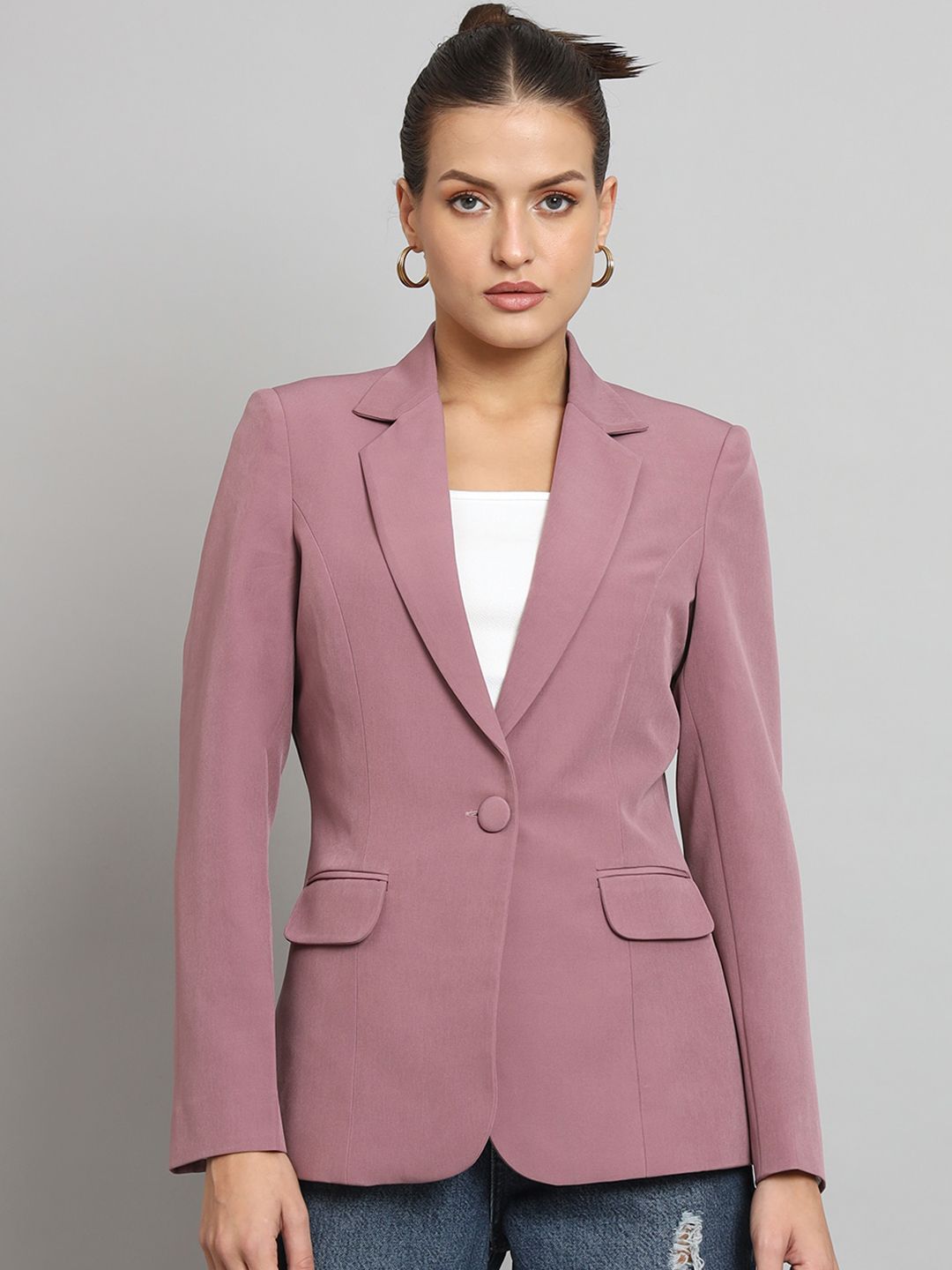PowerSutra Notched Lapel Collar Single Breasted Casual Blazer-picture-8