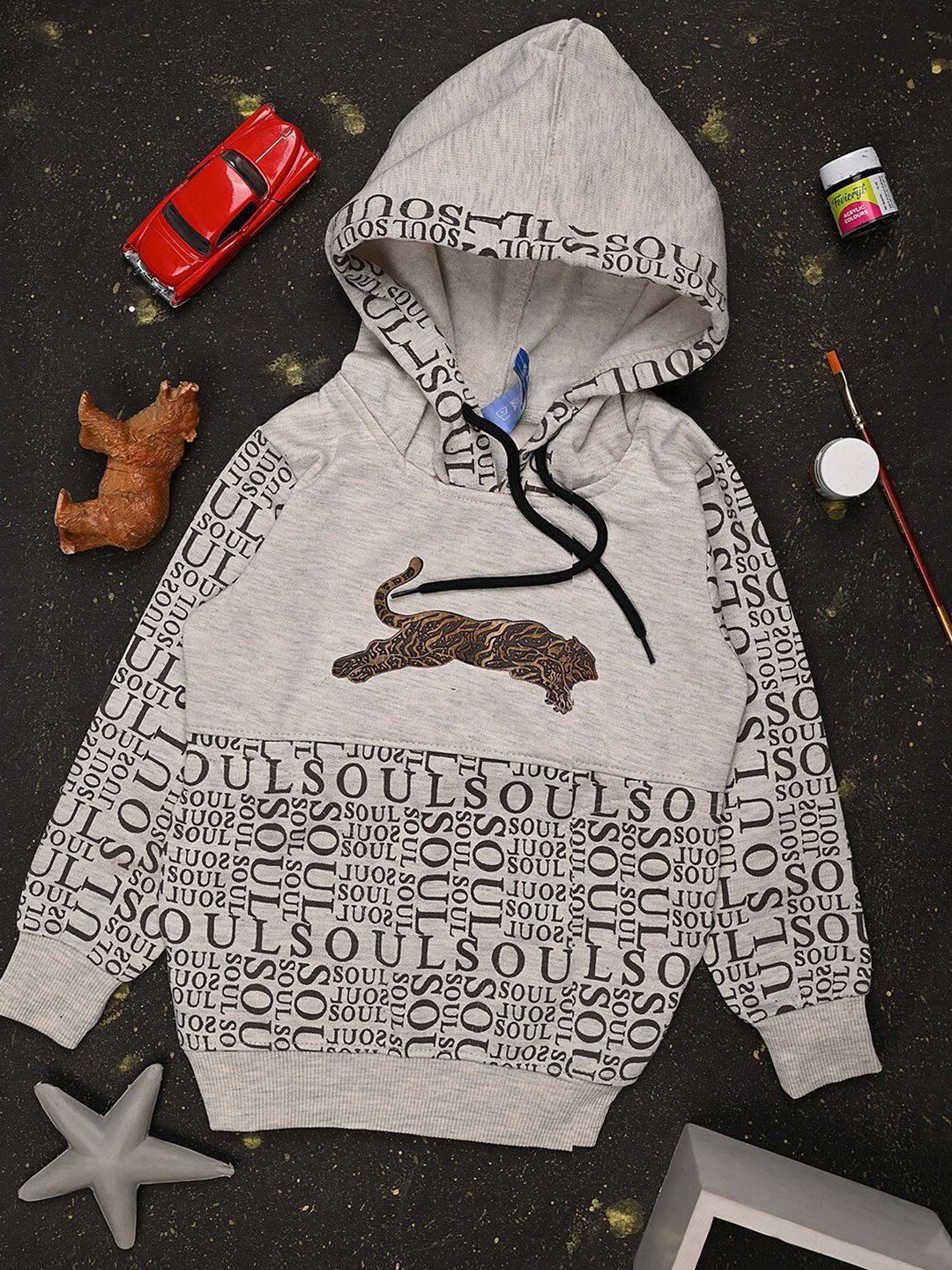 V-Mart Boys Graphic Printed Hooded Long Sleeves Fleece Pullover Sweatshirt-picture-32