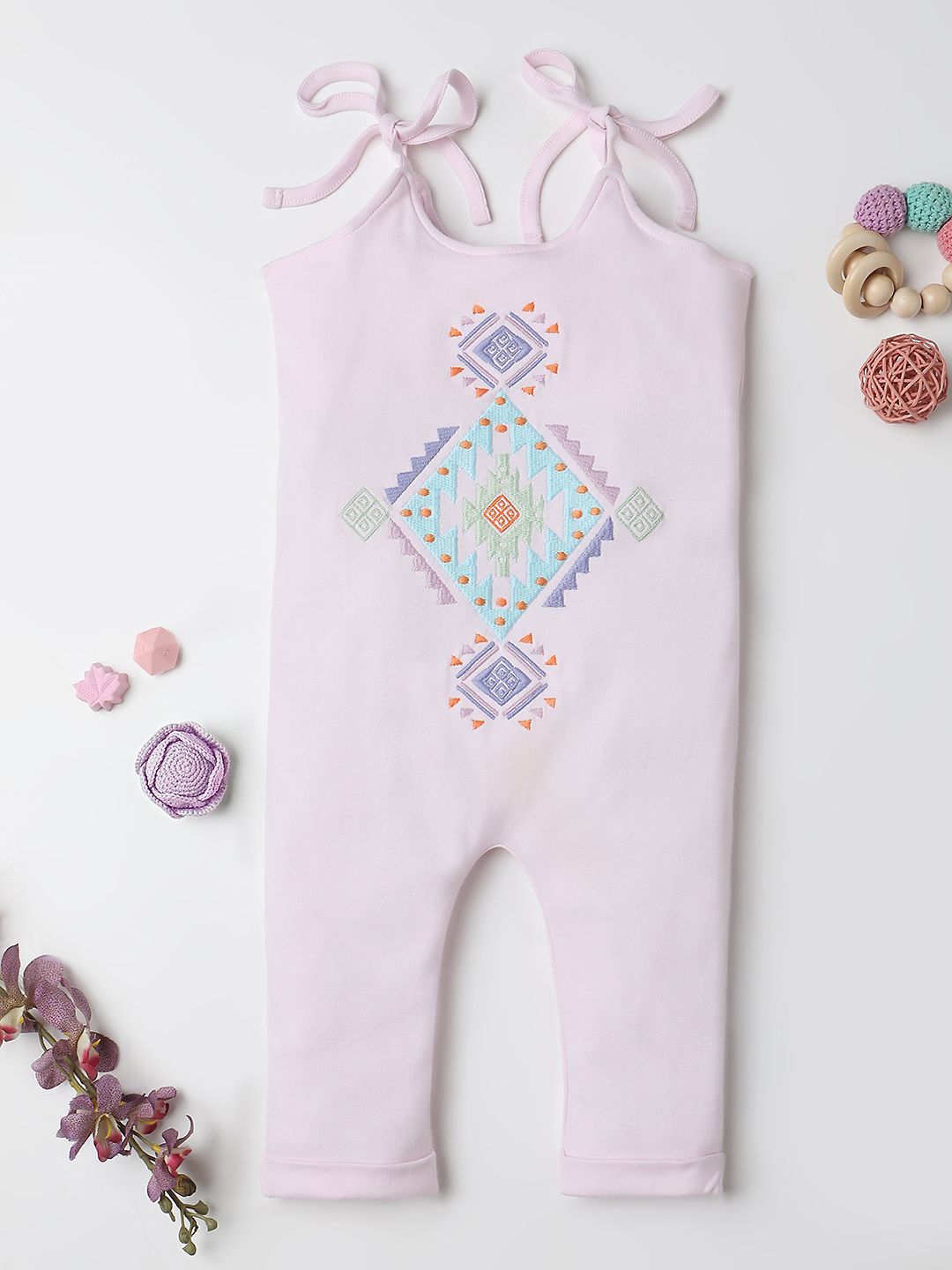 Fancy Fluff Infants Girls Printed Shoulder Straps Pure Cotton Basic Jumpsuit-picture-14