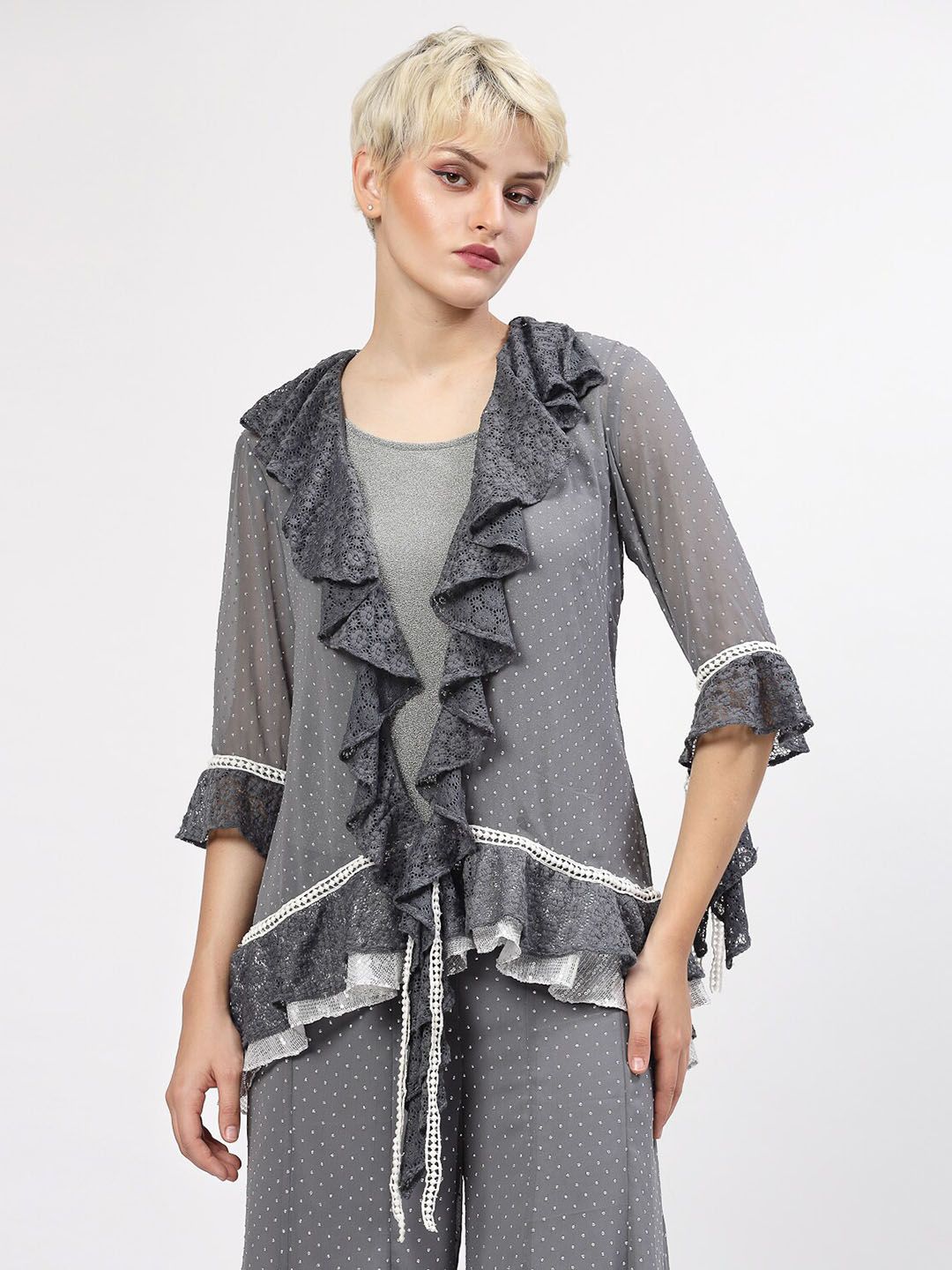 LELA Self Design Ruffles Shrug-picture-10